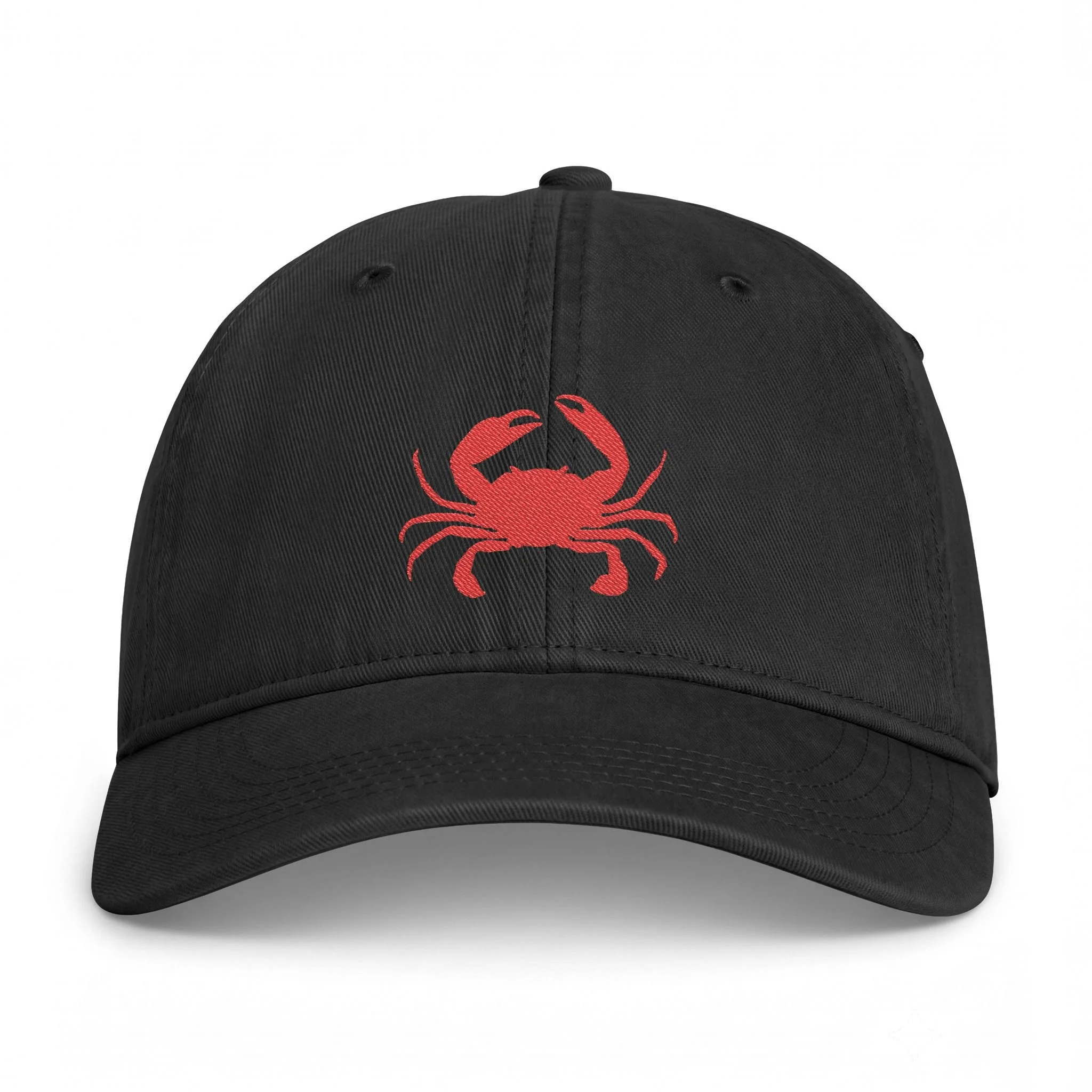 Embroidered Red Crab Coastal Washed Cap