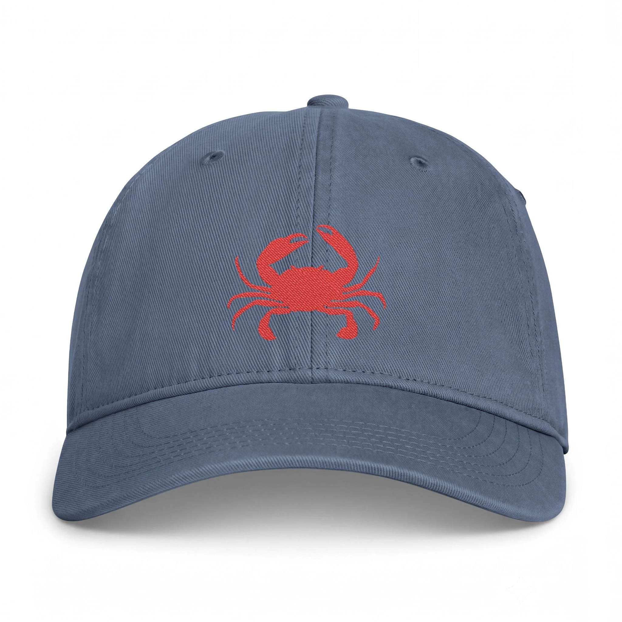 Embroidered Red Crab Coastal Washed Cap