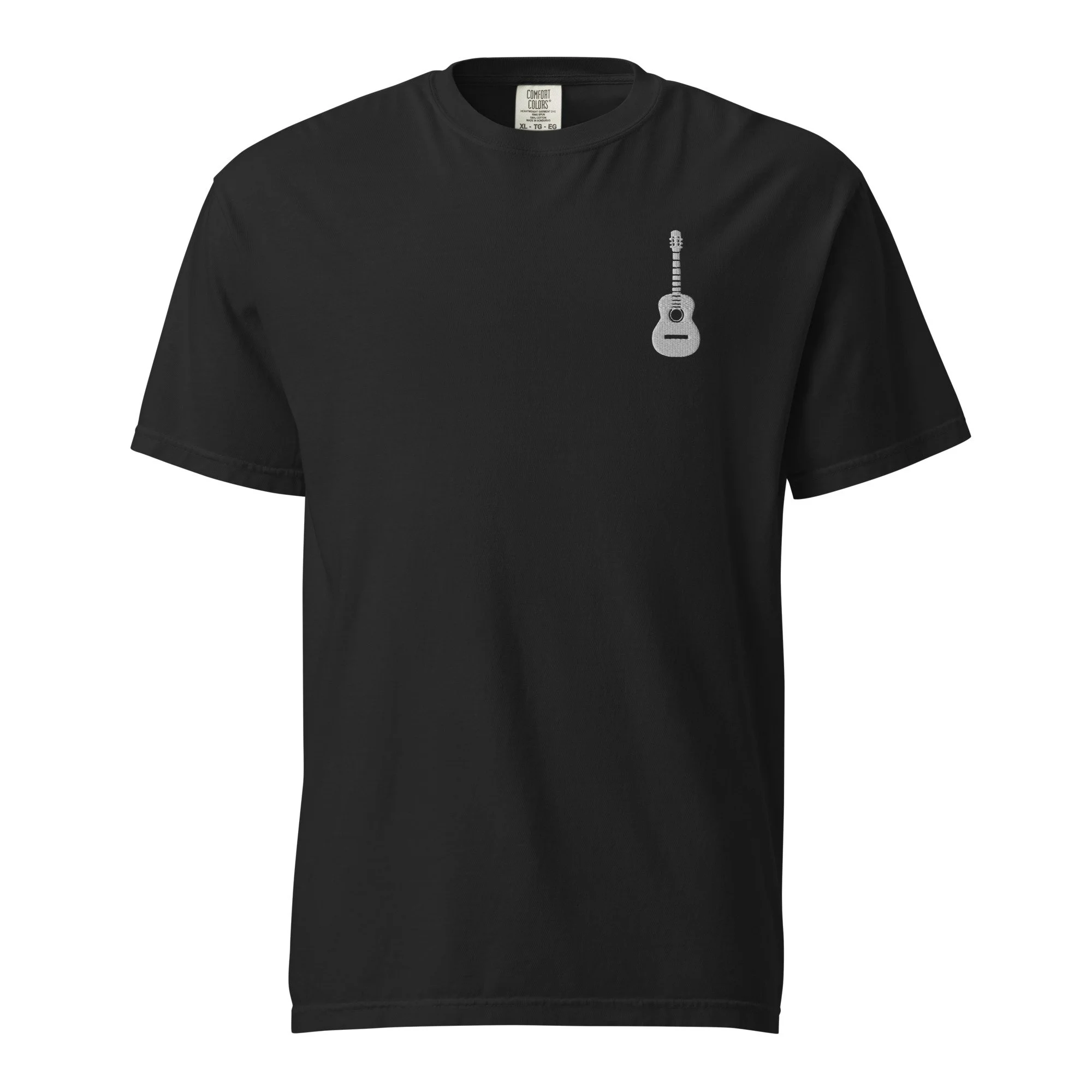 Embroidered Guitar Unisex Garment-Dyed T-shirt