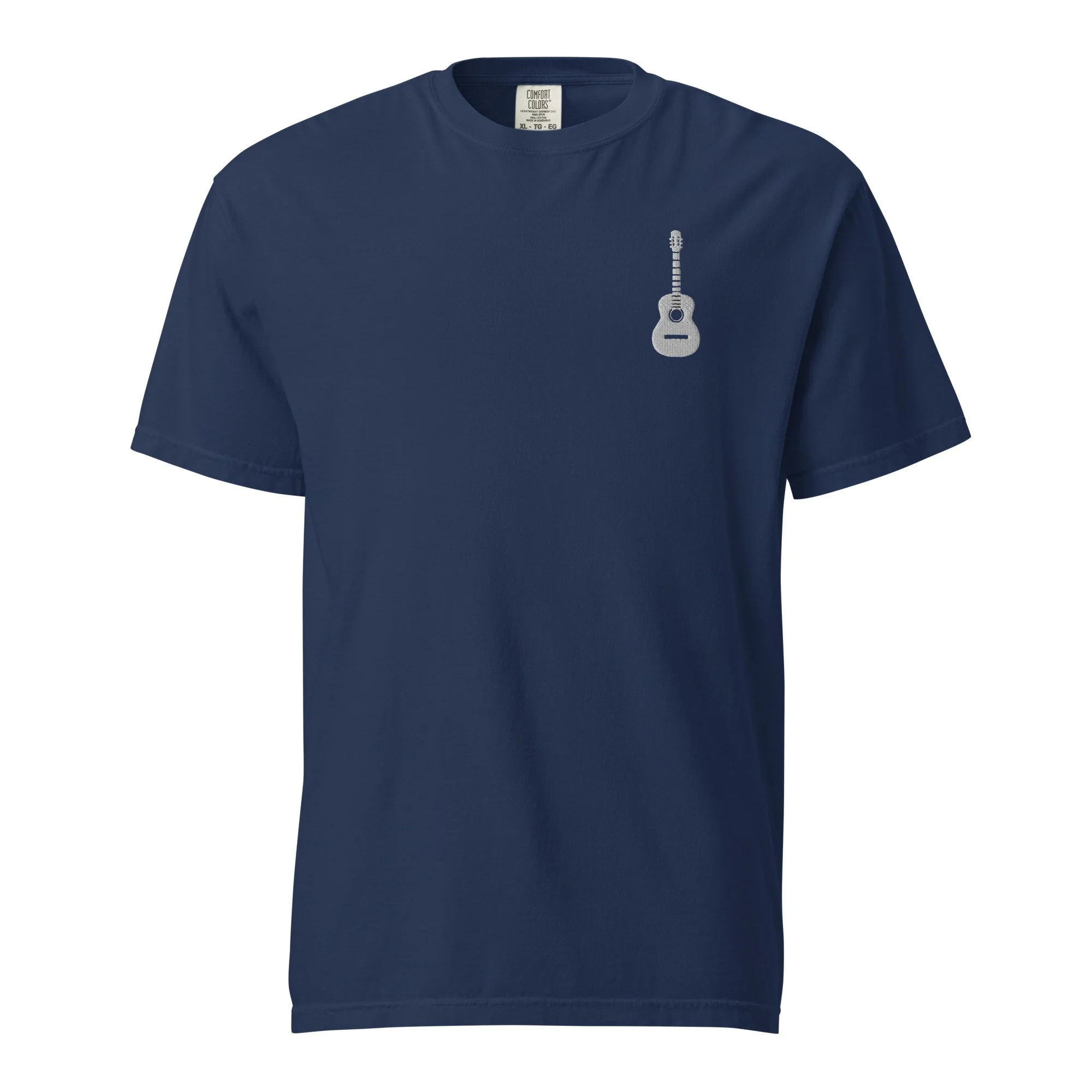 Embroidered Guitar Unisex Garment-Dyed T-shirt
