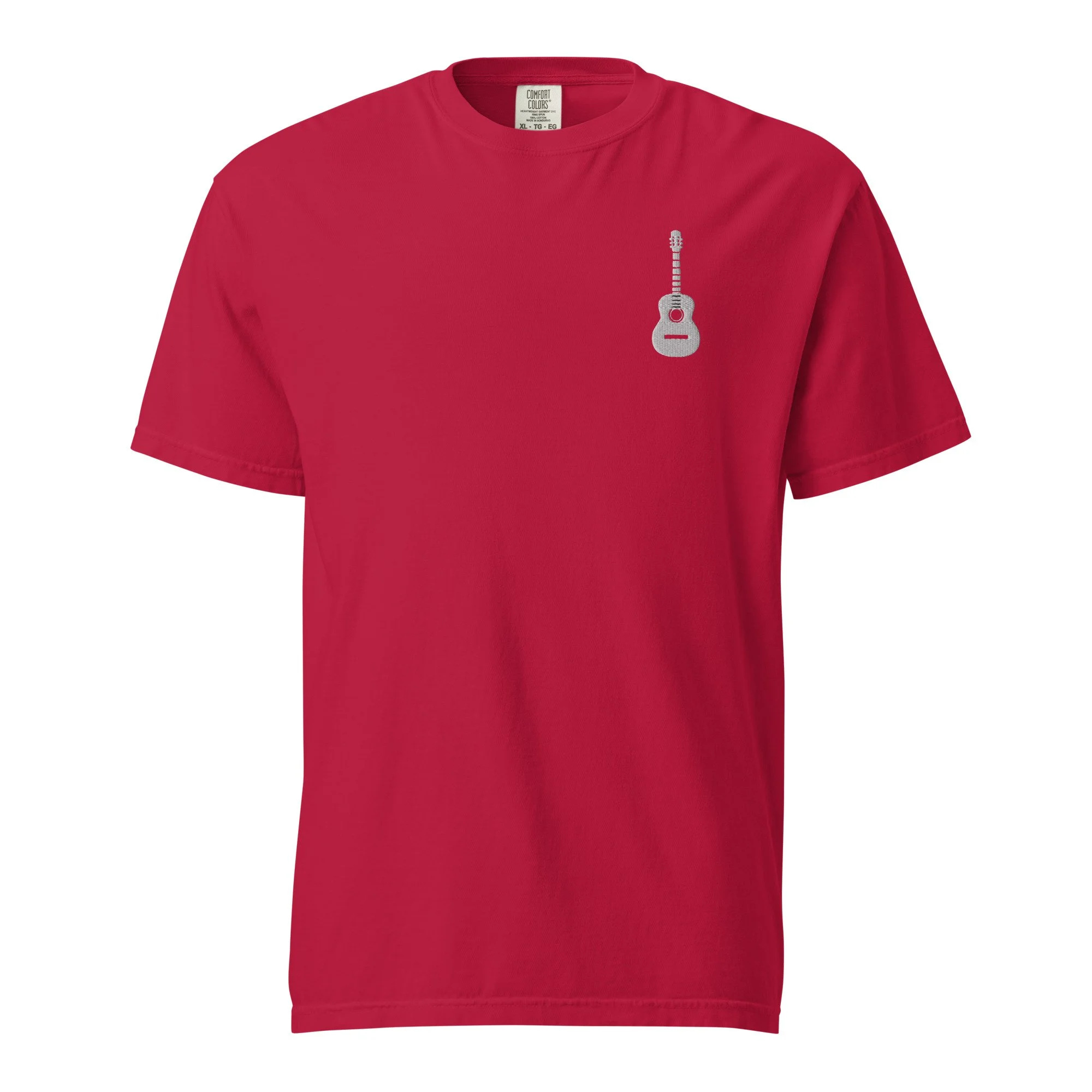Embroidered Guitar Unisex Garment-Dyed T-shirt