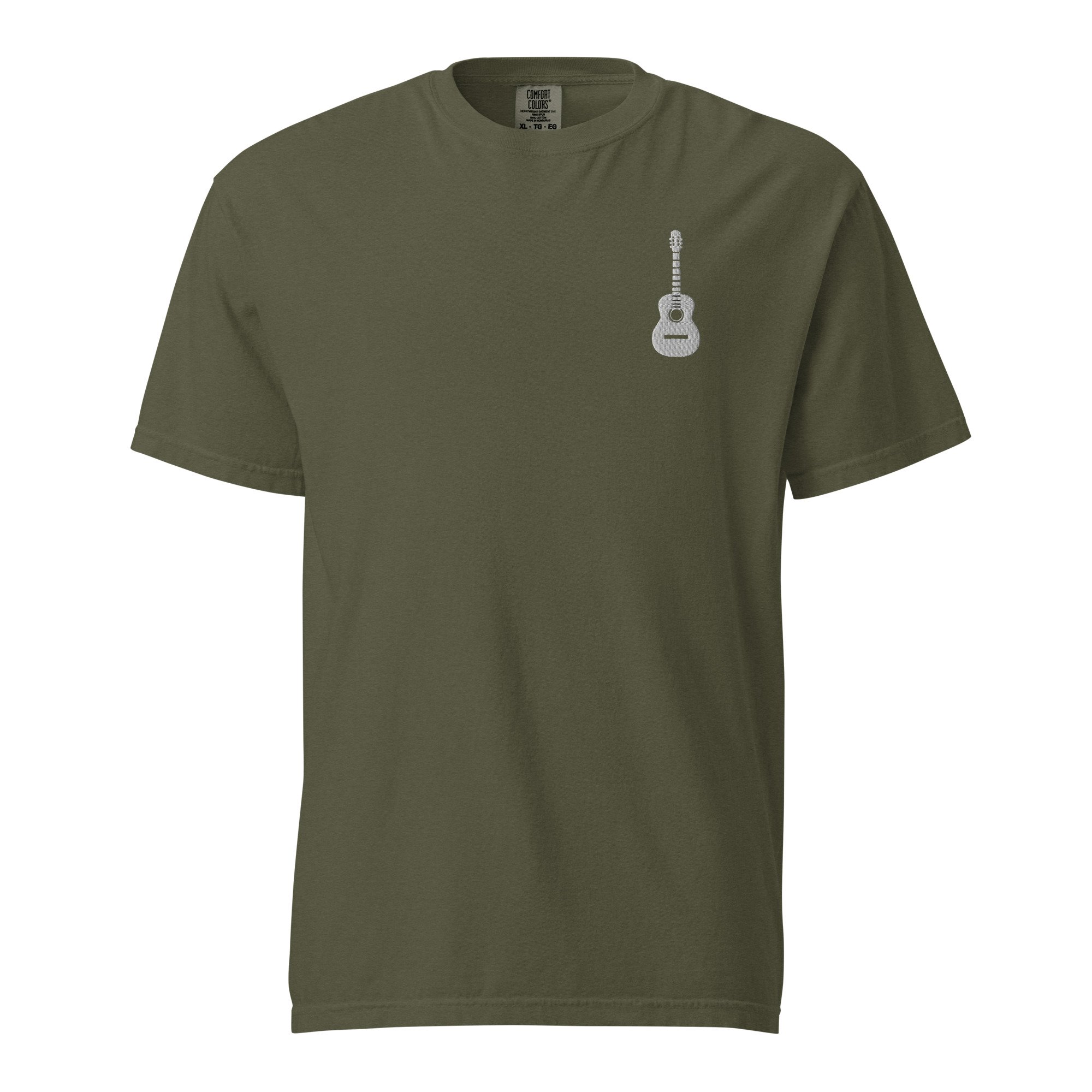 Embroidered Guitar Unisex Garment-Dyed T-shirt