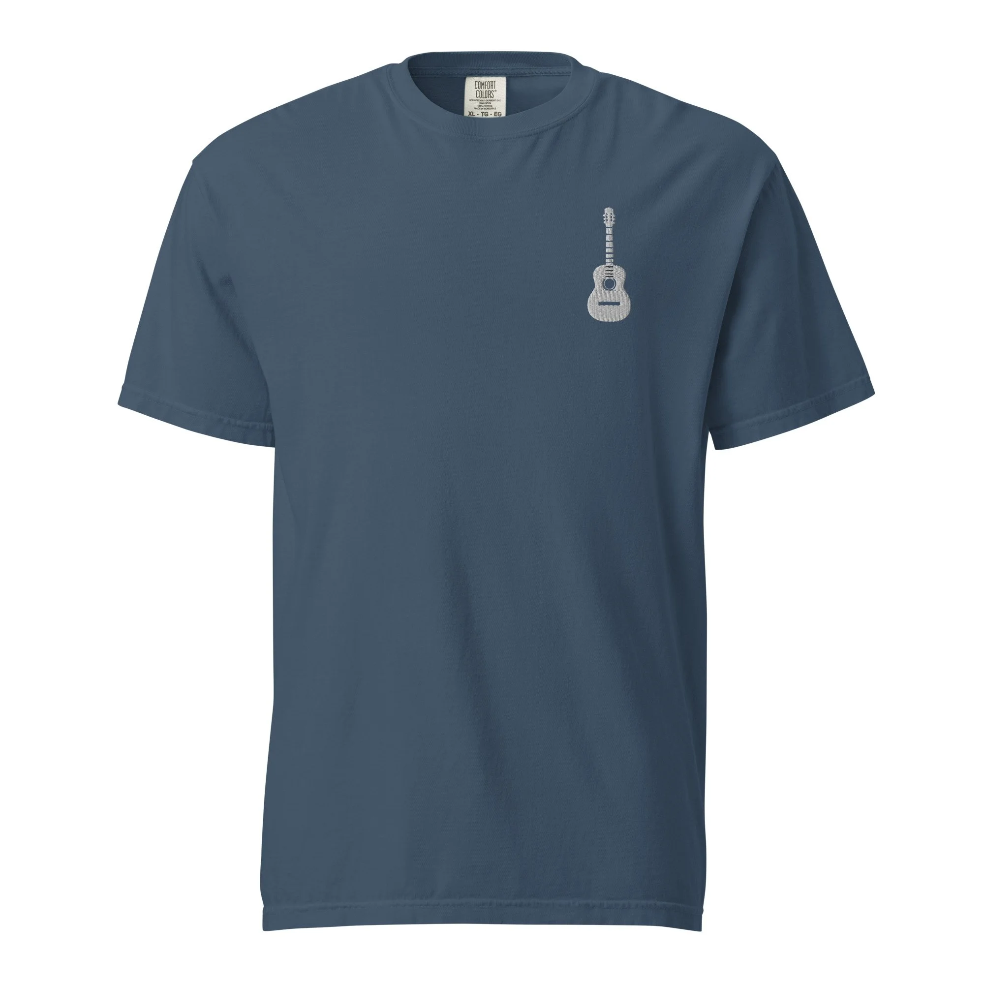 Embroidered Guitar Unisex Garment-Dyed T-shirt