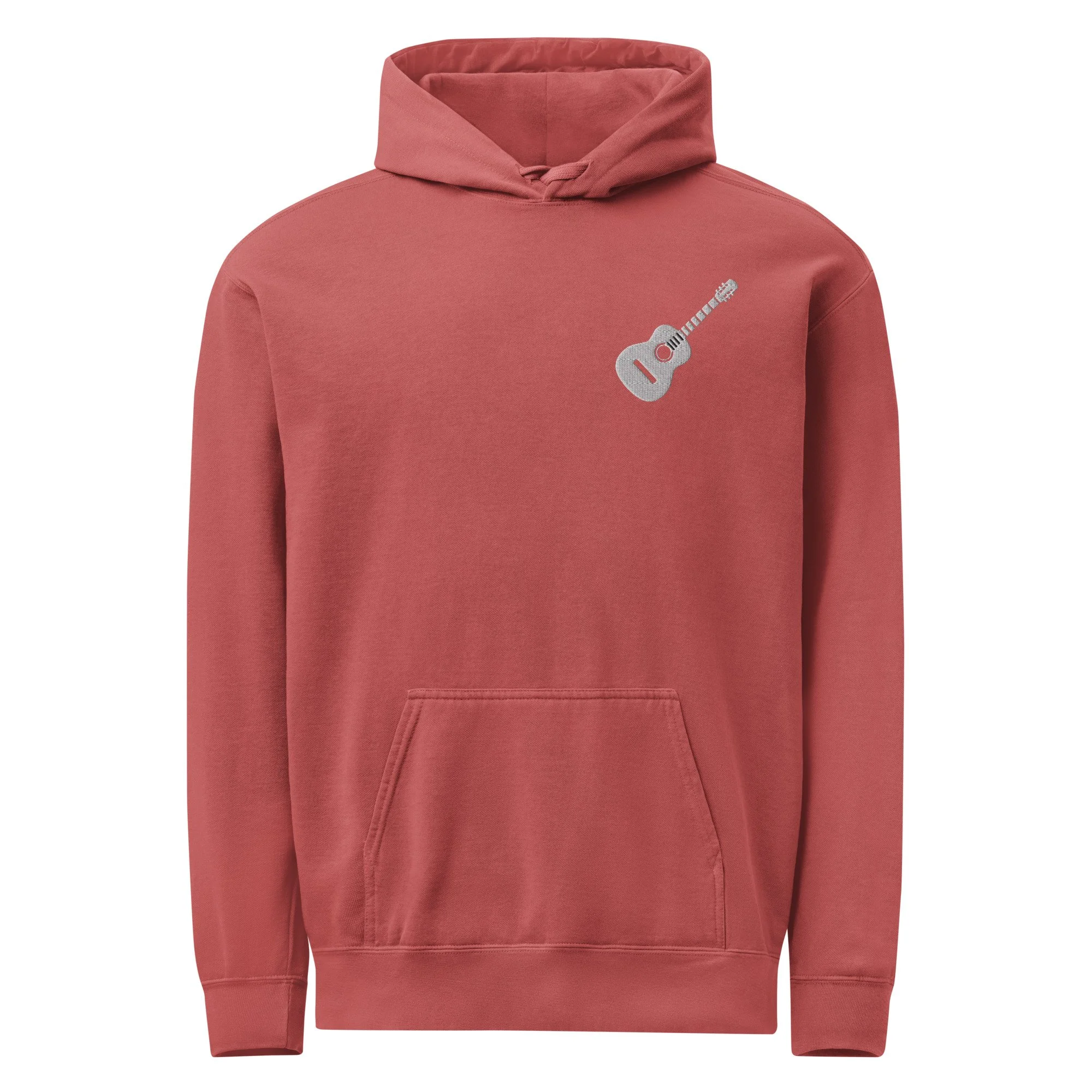 Embroidered Guitar Unisex Garment-Dyed Hoodie