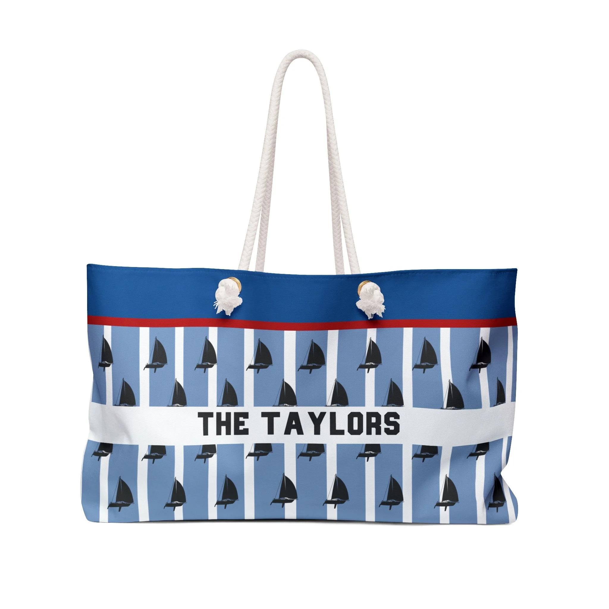 Personalized Name Sailboat Pattern Weekender Bag