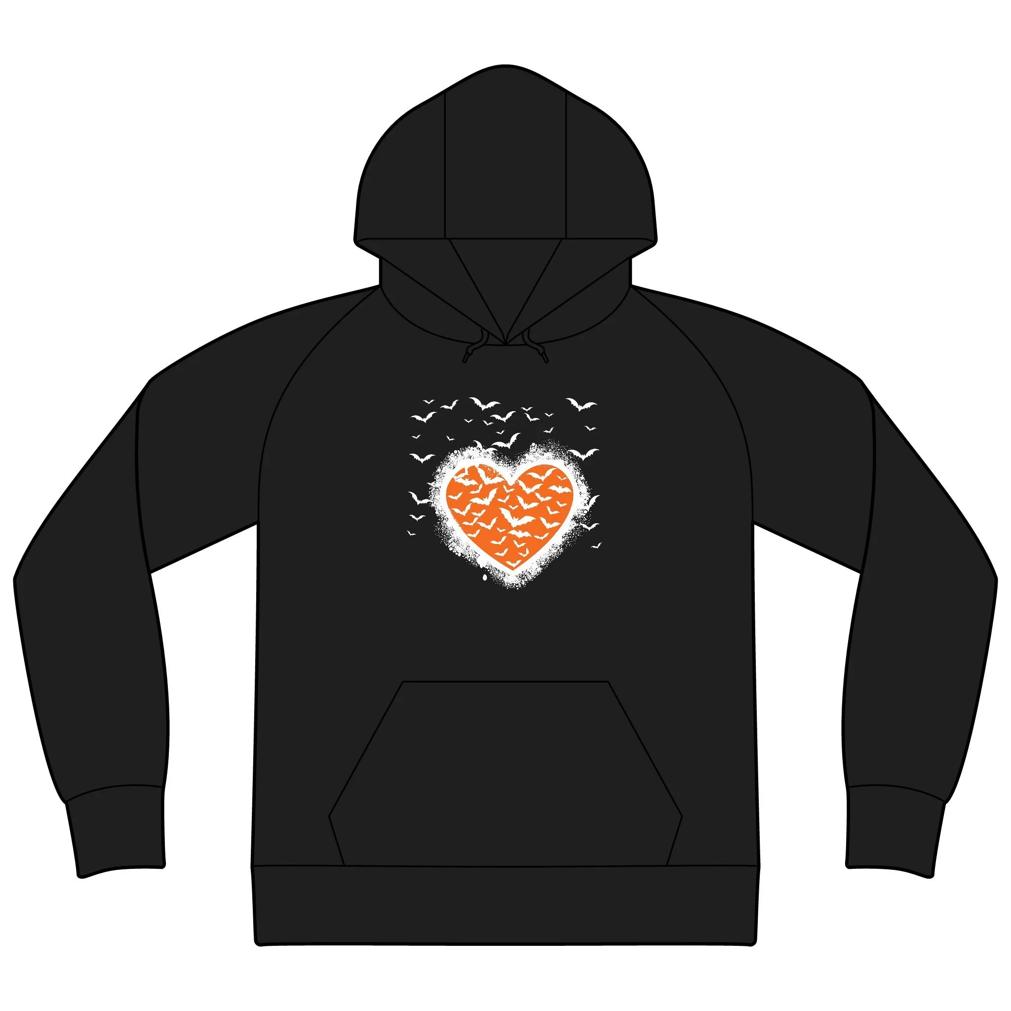 Halloween Bats Graffiti Heart Unisex Organic CVC Fleece Pullover Hoodie