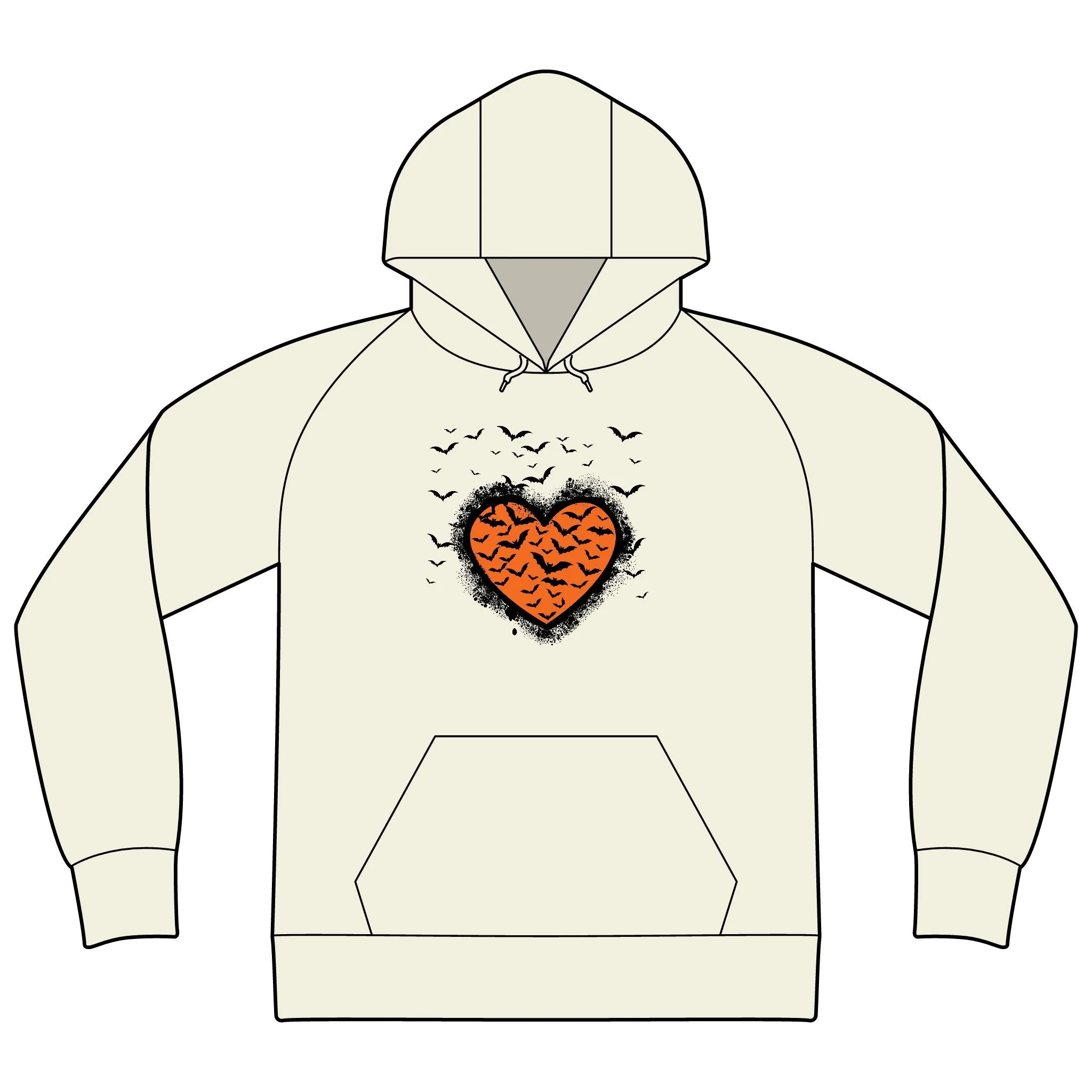 Halloween Bats Graffiti Heart Unisex Organic CVC Fleece Pullover Hoodie