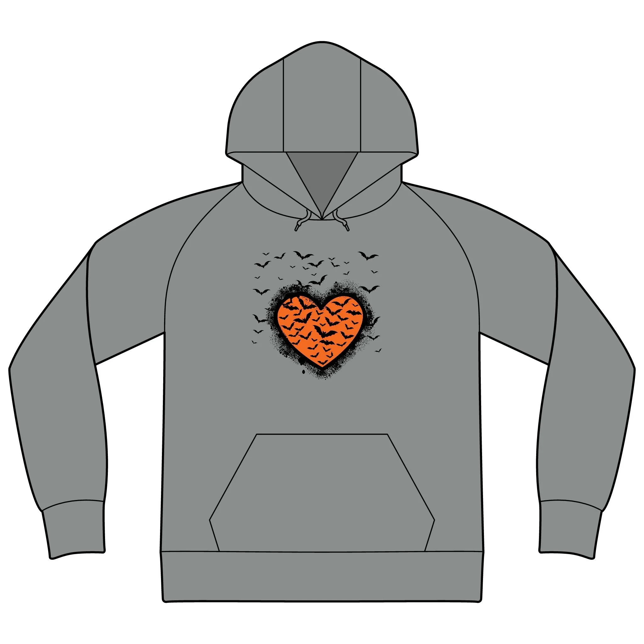 Halloween Bats Graffiti Heart Unisex Organic CVC Fleece Pullover Hoodie