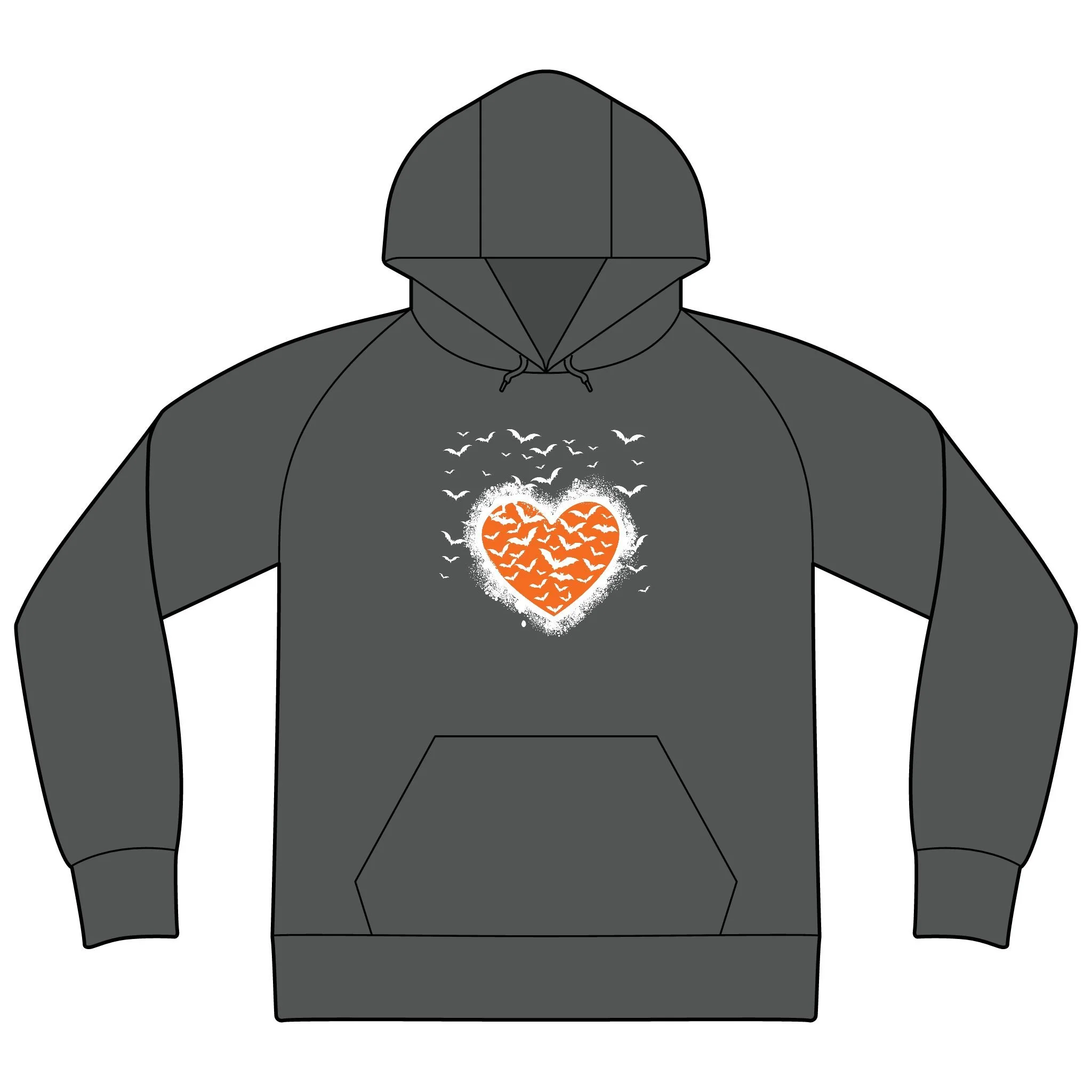 Halloween Bats Graffiti Heart Unisex Organic CVC Fleece Pullover Hoodie