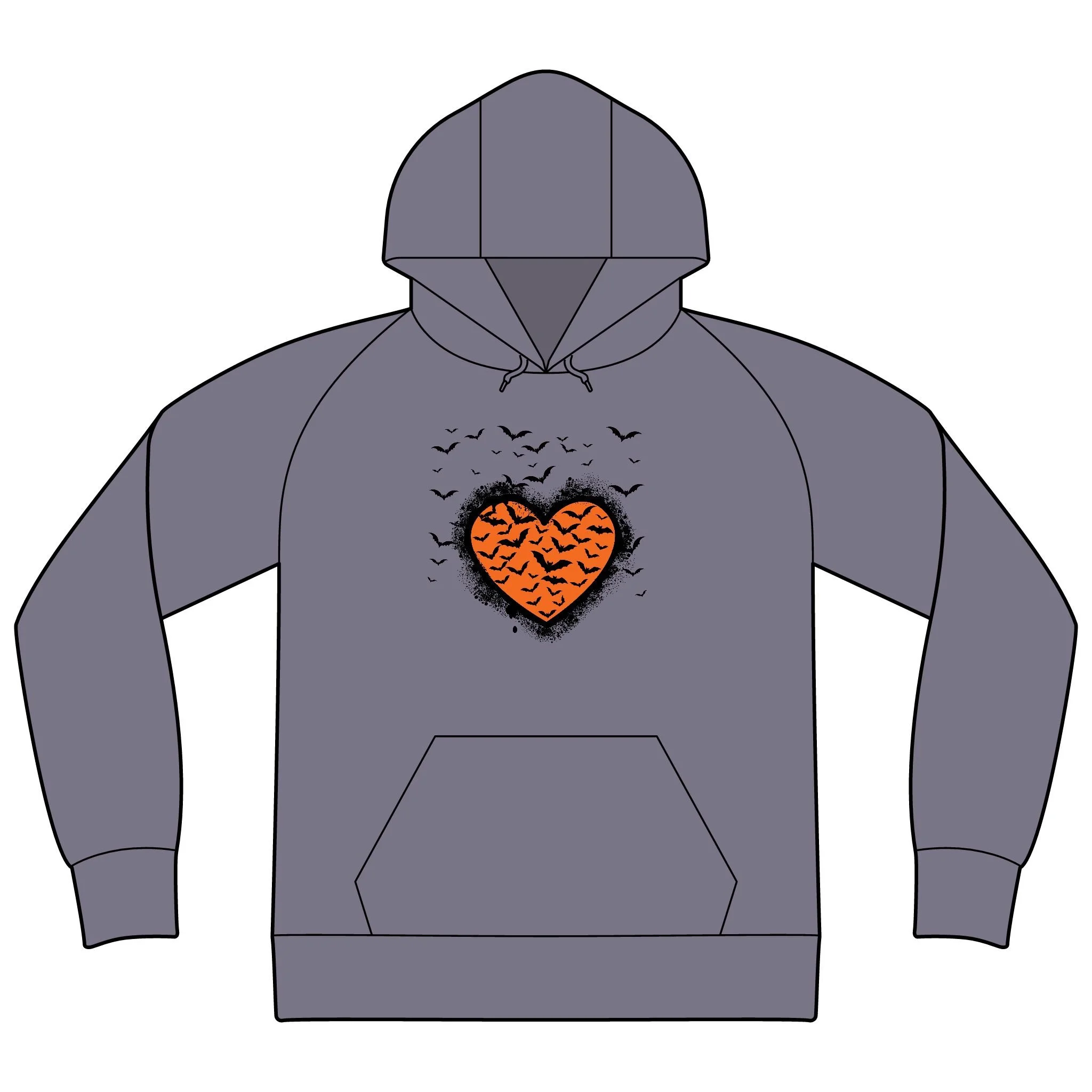 Halloween Bats Graffiti Heart Unisex Organic CVC Fleece Pullover Hoodie