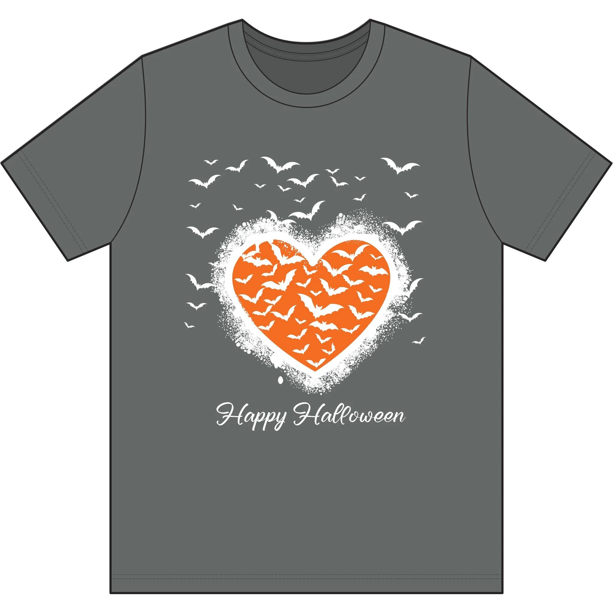Halloween Bat Graffiti Heart Recycled Cotton T‑Shirt