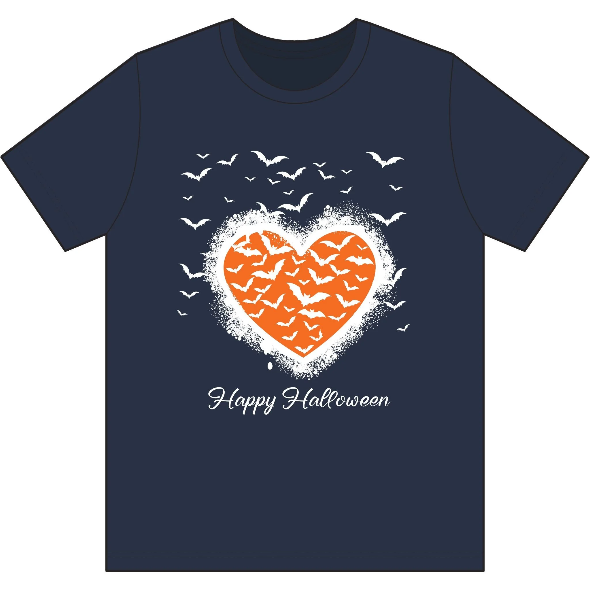 Halloween Bat Graffiti Heart Recycled Cotton T‑Shirt