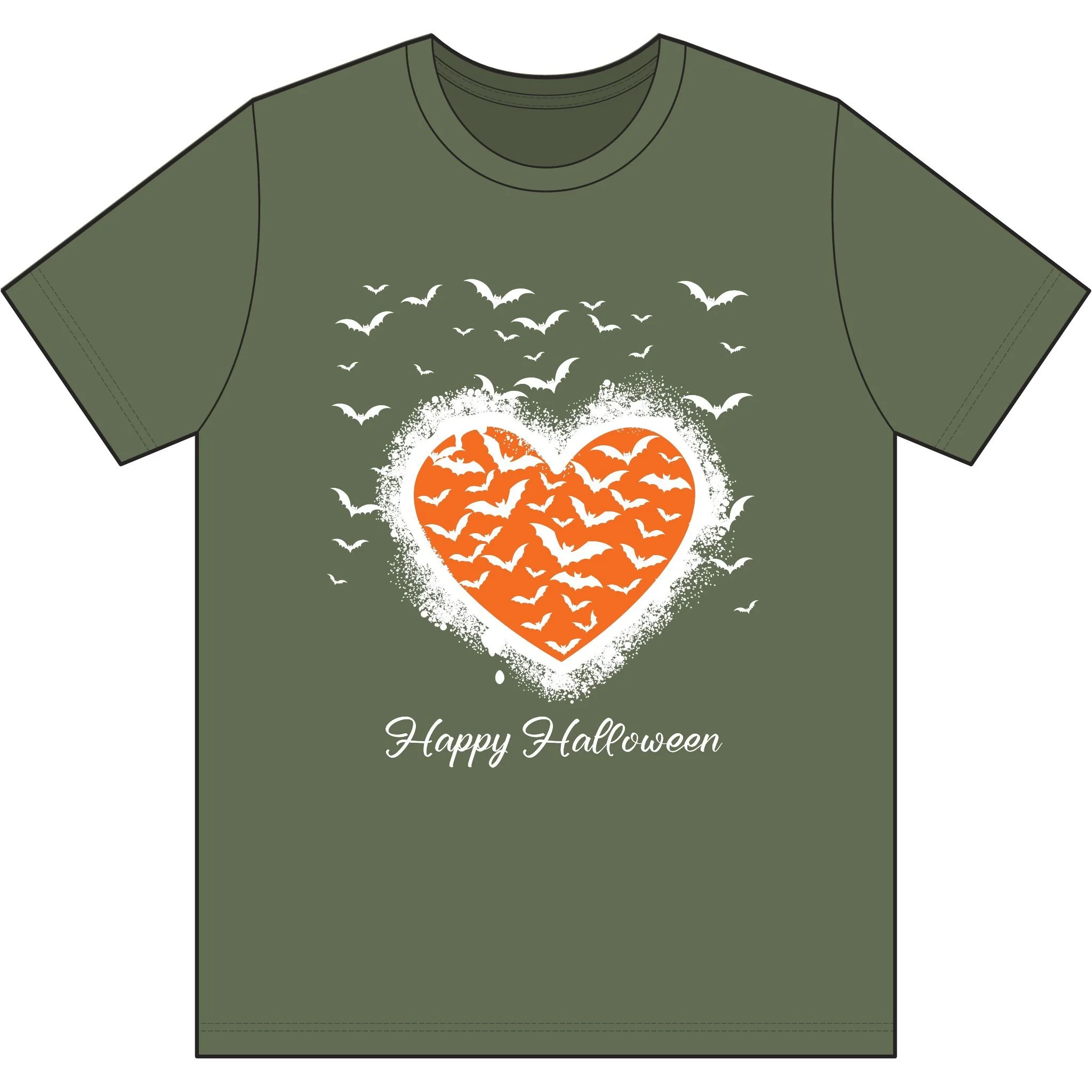 Halloween Bat Graffiti Heart Recycled Cotton T‑Shirt