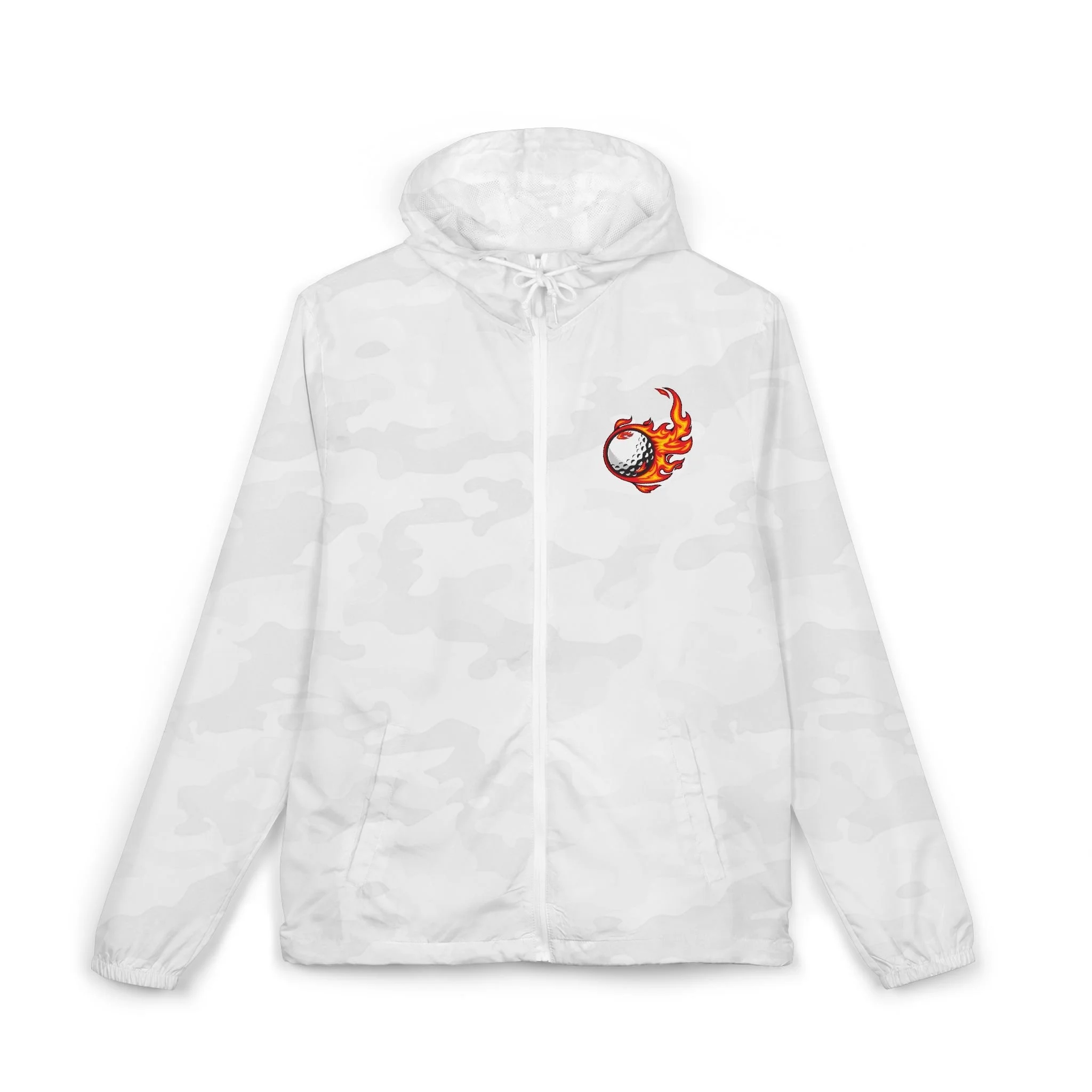 Flaming Golfball Unisex Full-Zip Windbreaker Jacket