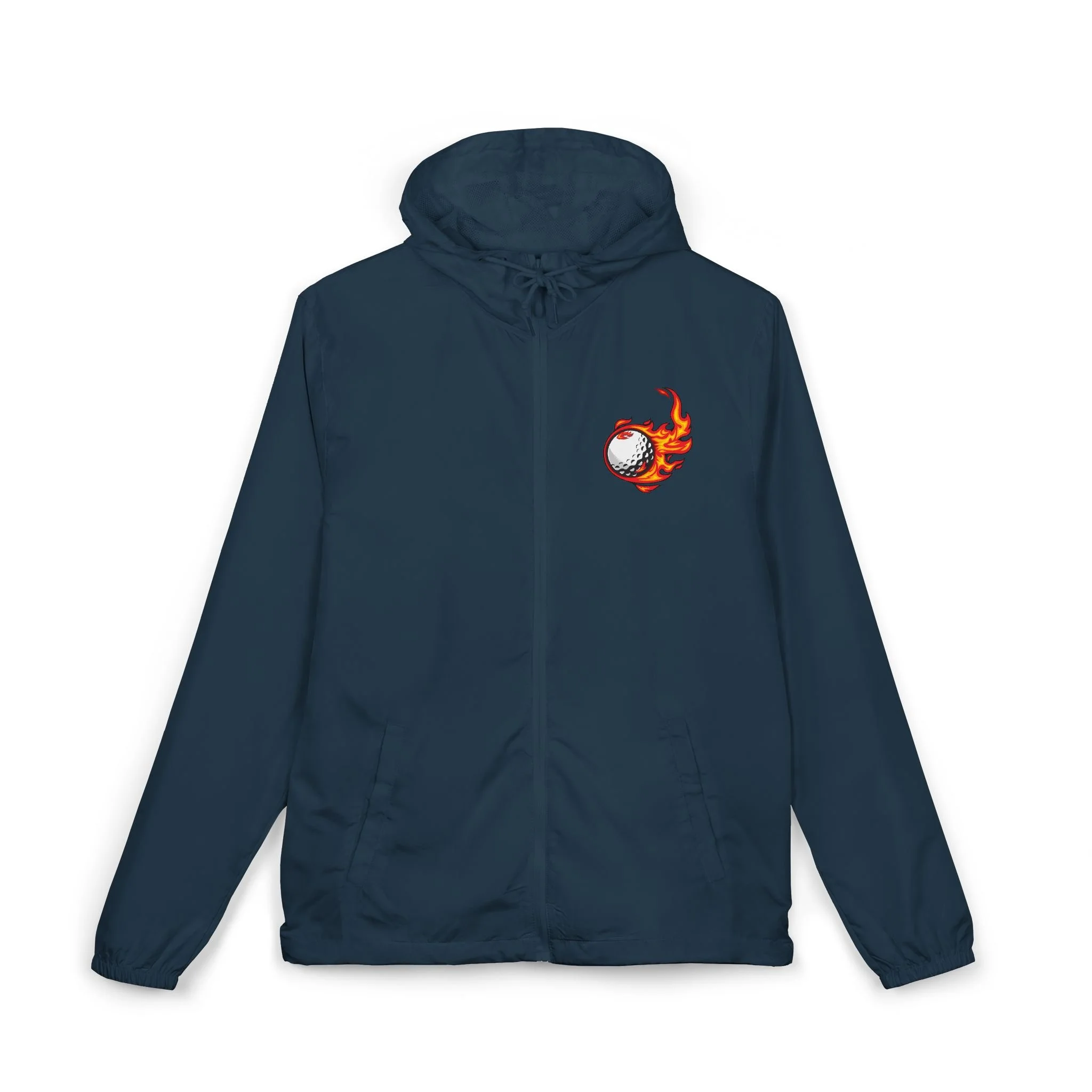 Flaming Golfball Unisex Full-Zip Windbreaker Jacket