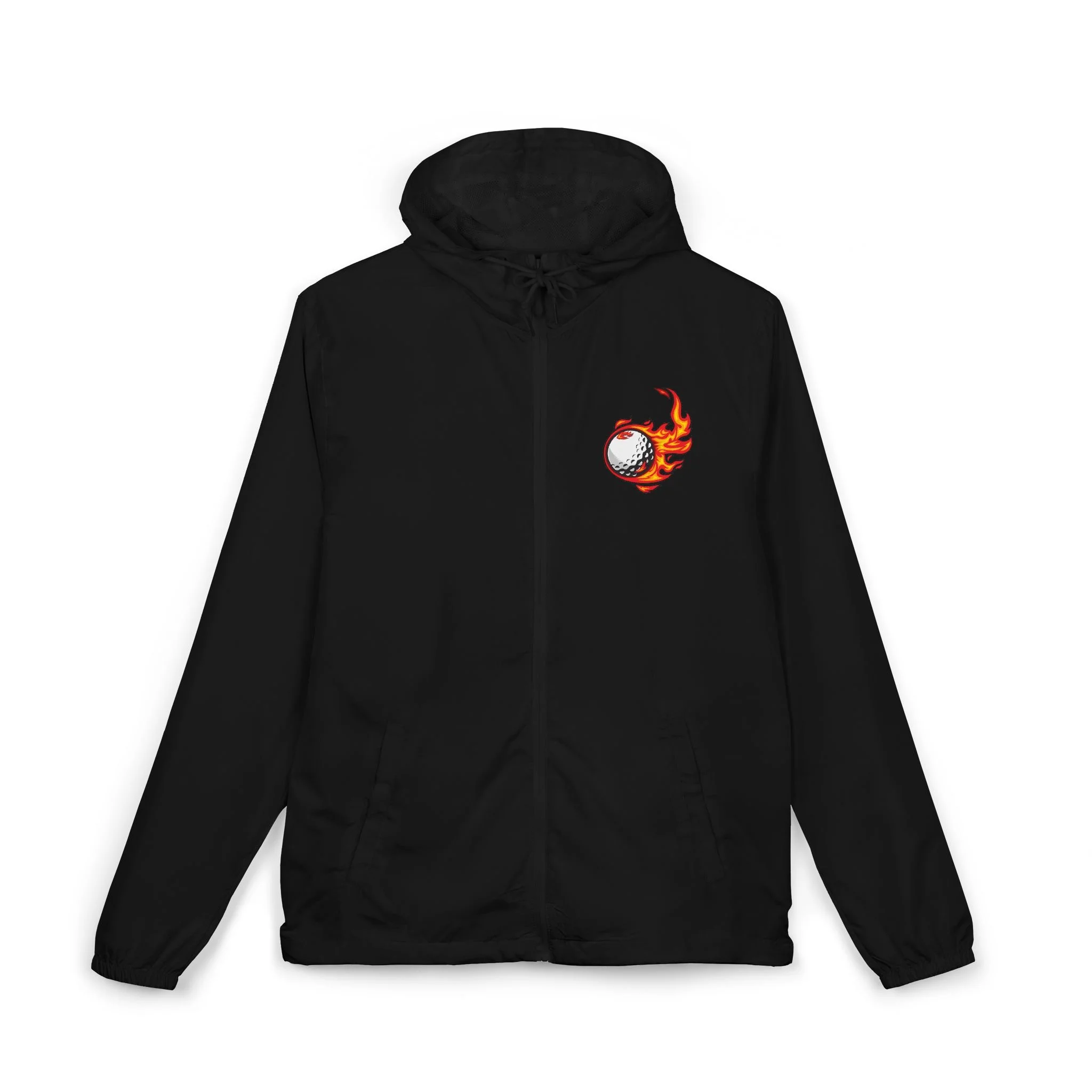 Flaming Golfball Unisex Full-Zip Windbreaker Jacket