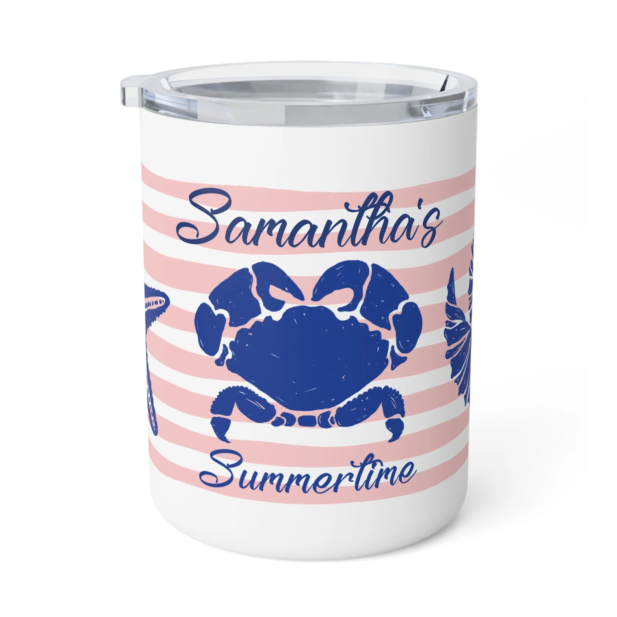 Personalized Nautical Crab & Seashell Insulated Coffee Mug