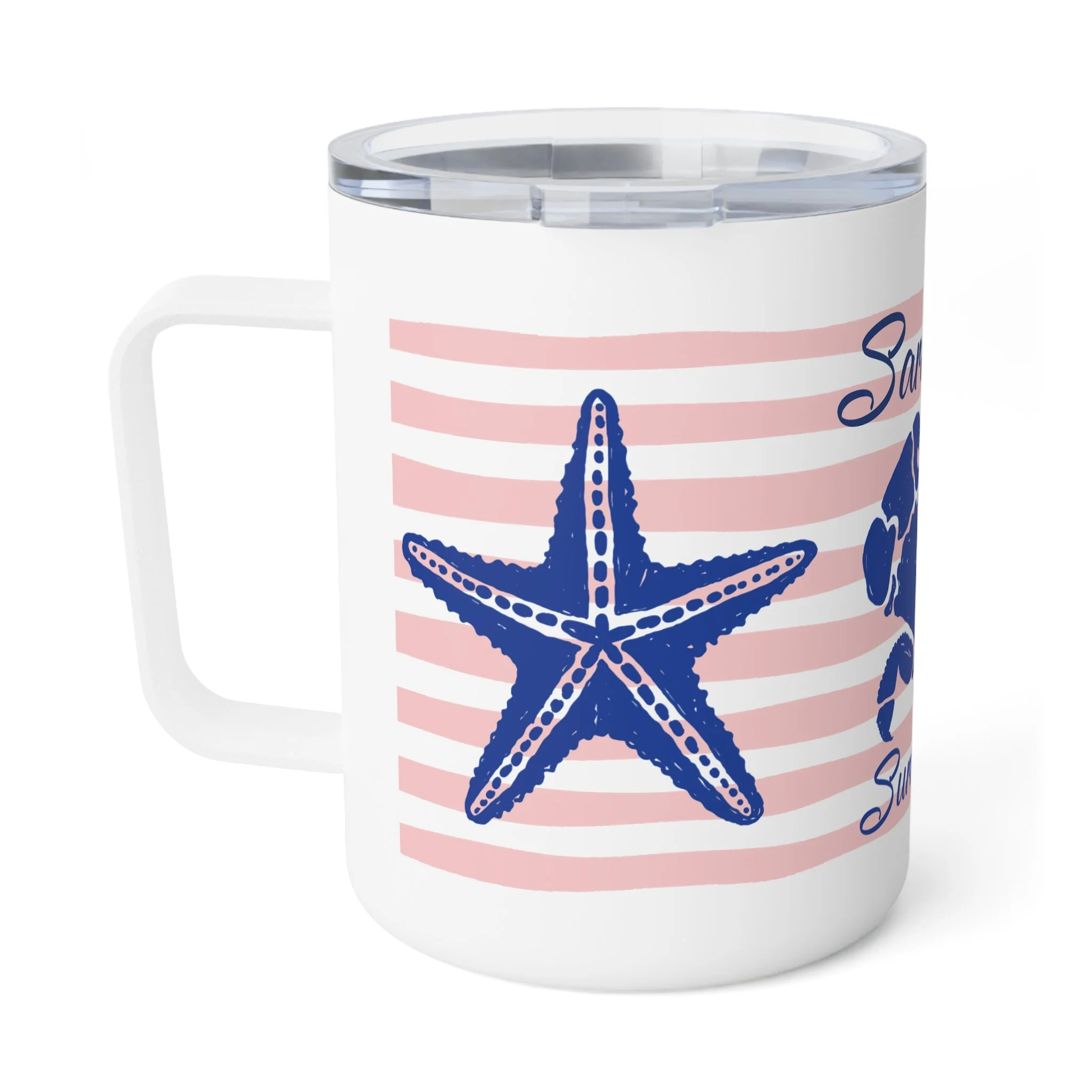 Personalized Nautical Crab & Seashell Insulated Coffee Mug