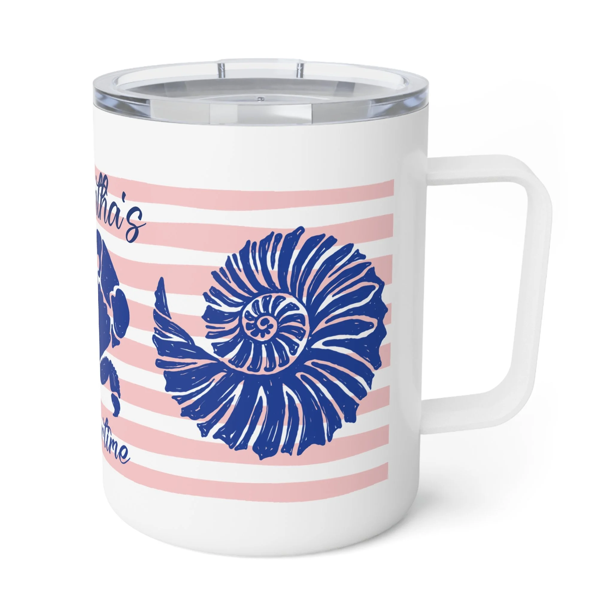 Personalized Nautical Crab & Seashell Insulated Coffee Mug