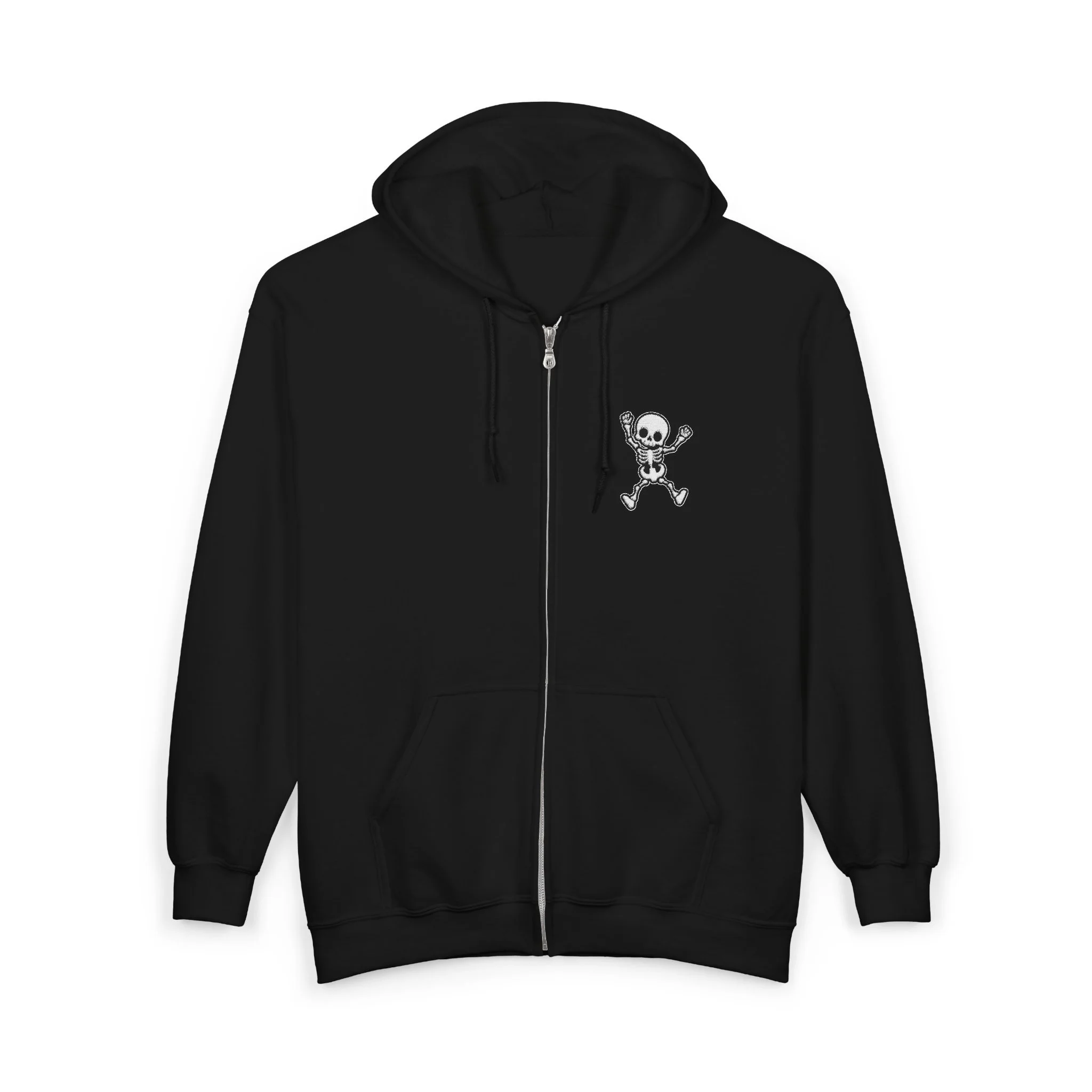 Embroidered Halloween Funny Skeleton Zip Up Hoodie
