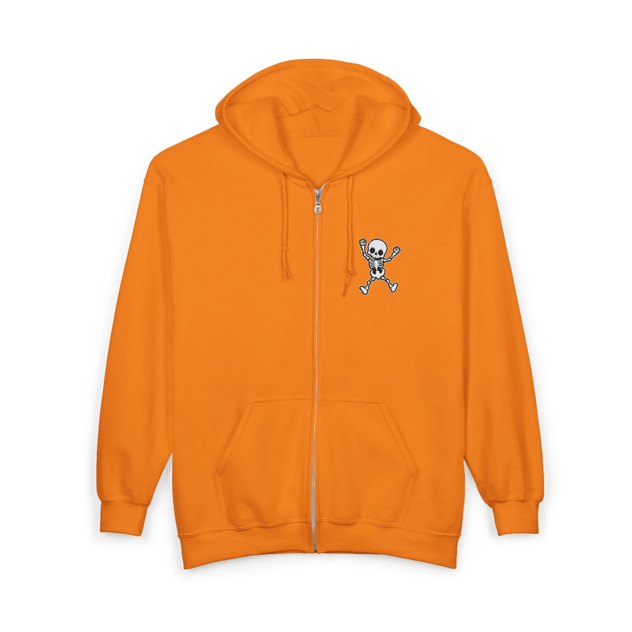 Embroidered Halloween Funny Skeleton Zip Up Hoodie