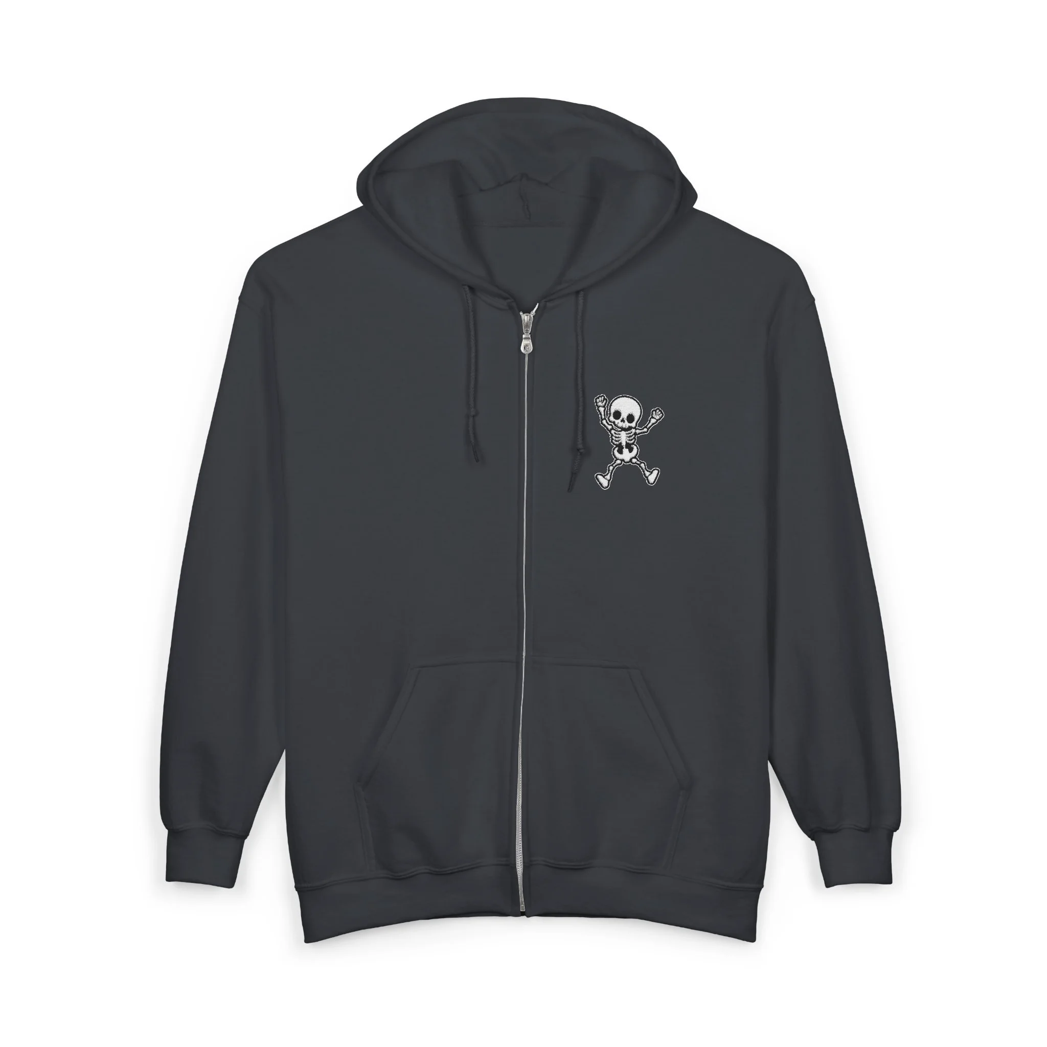 Embroidered Halloween Funny Skeleton Zip Up Hoodie