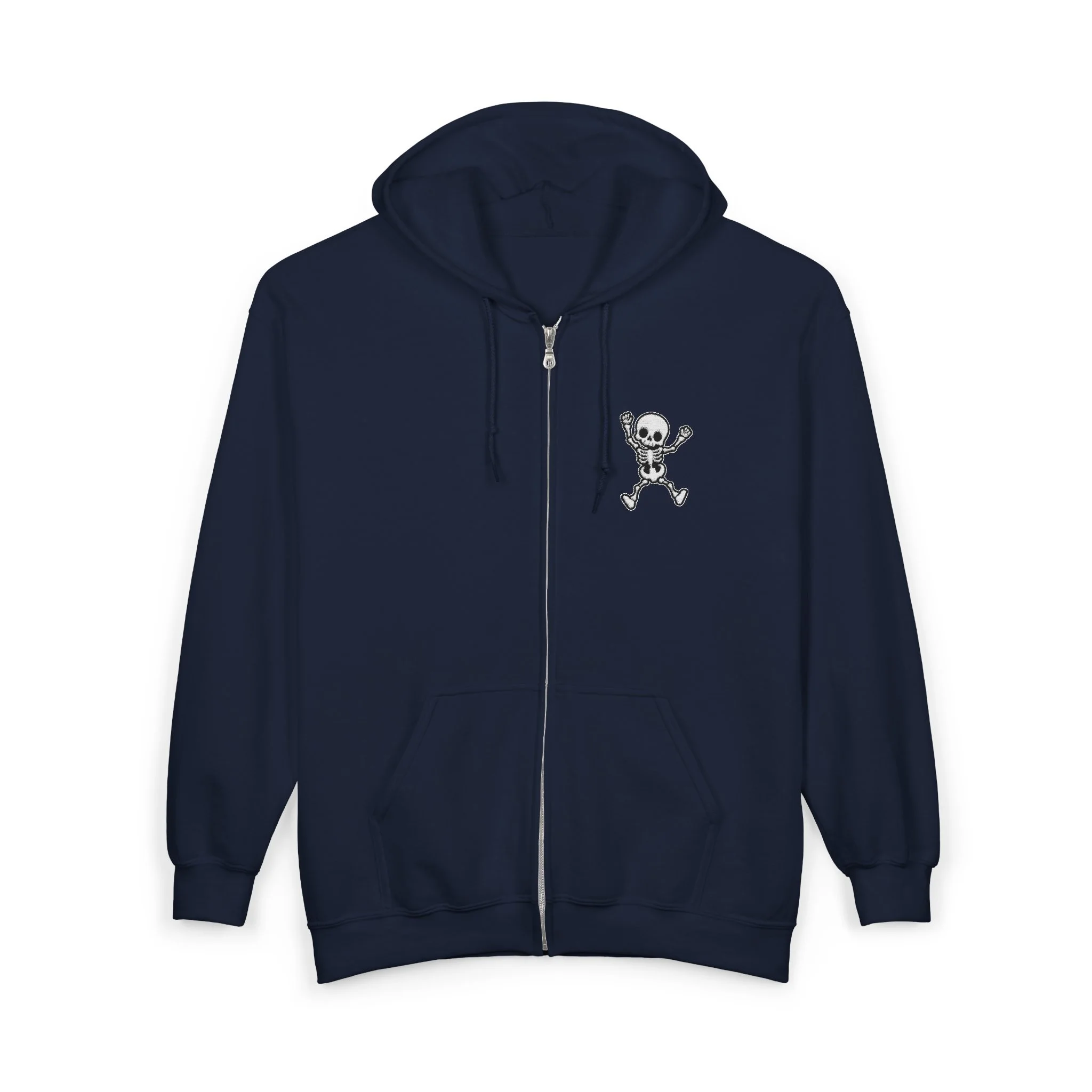 Embroidered Halloween Funny Skeleton Zip Up Hoodie