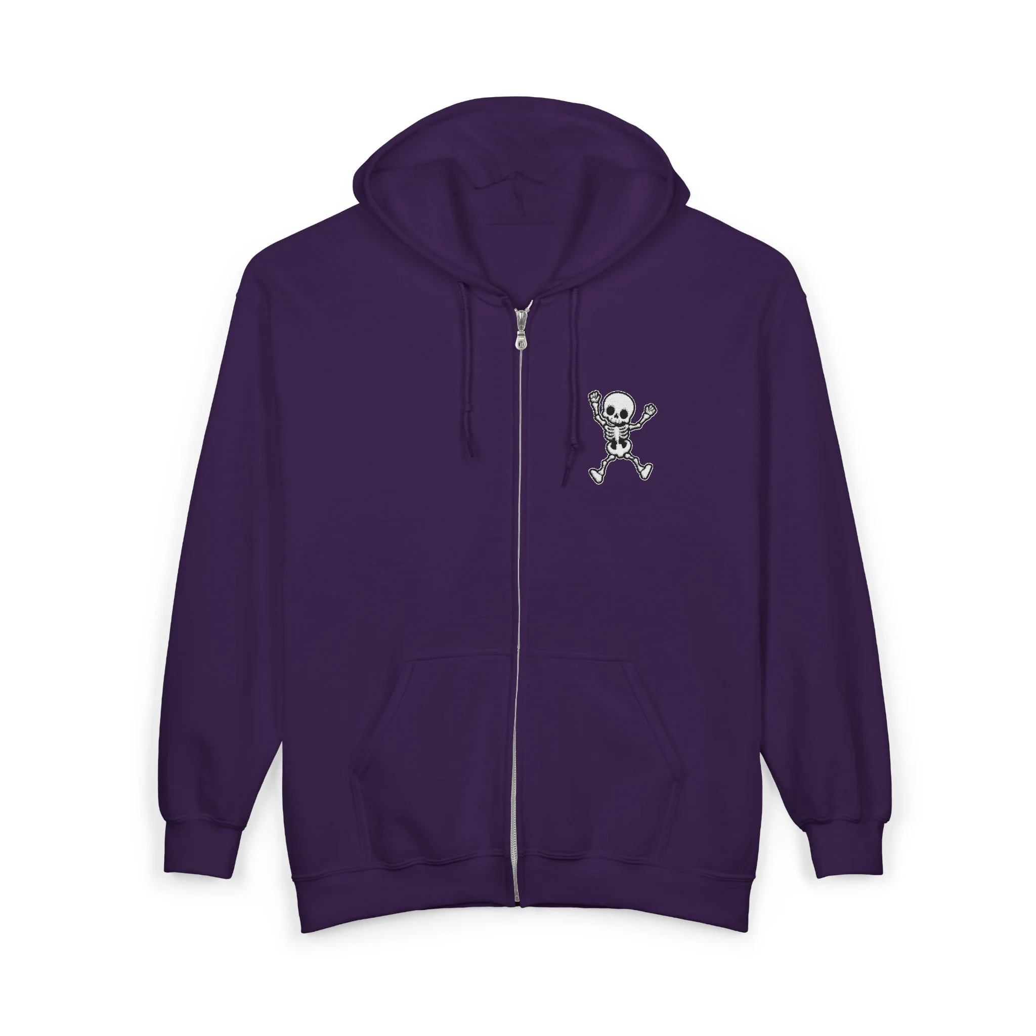 Embroidered Halloween Funny Skeleton Zip Up Hoodie