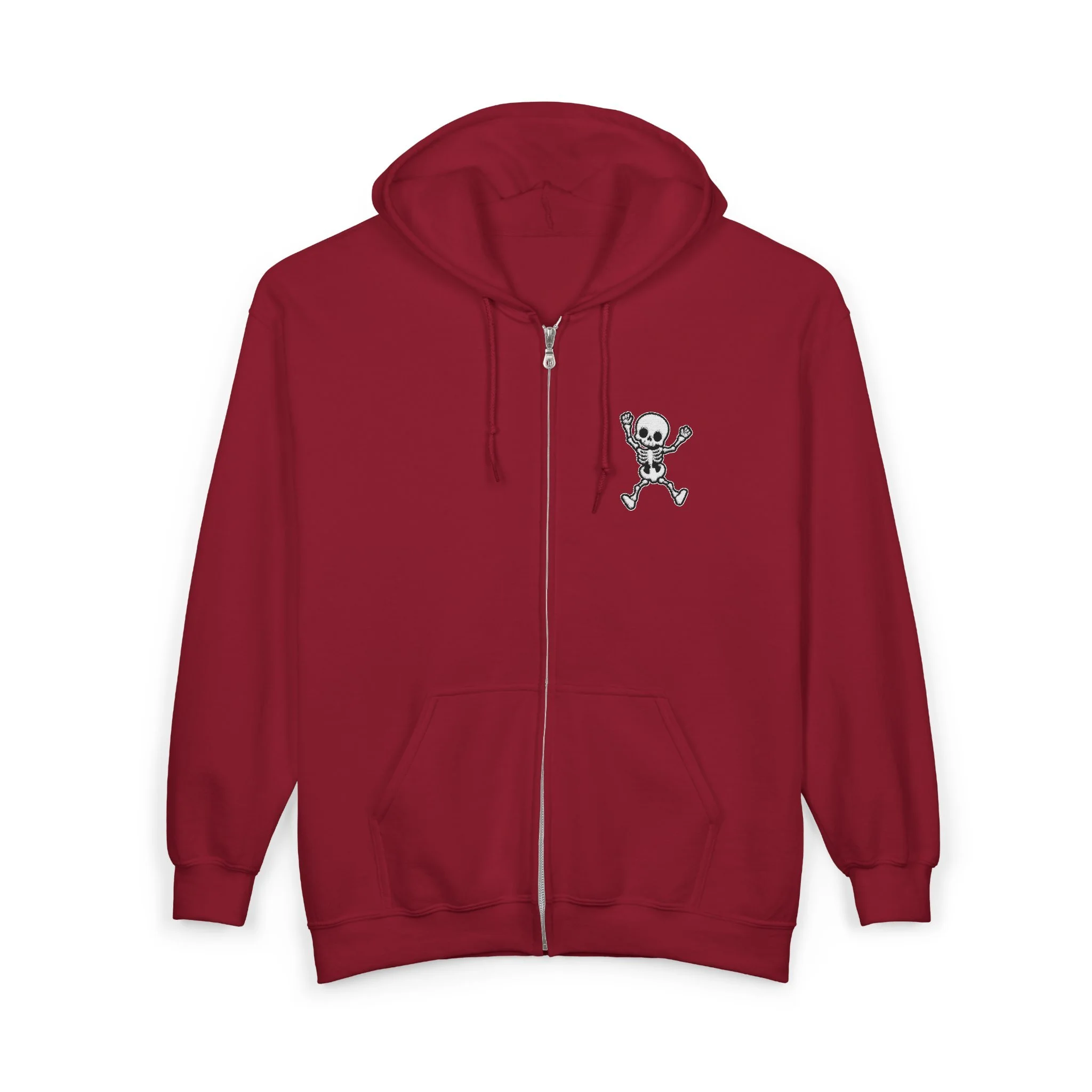 Embroidered Halloween Funny Skeleton Zip Up Hoodie