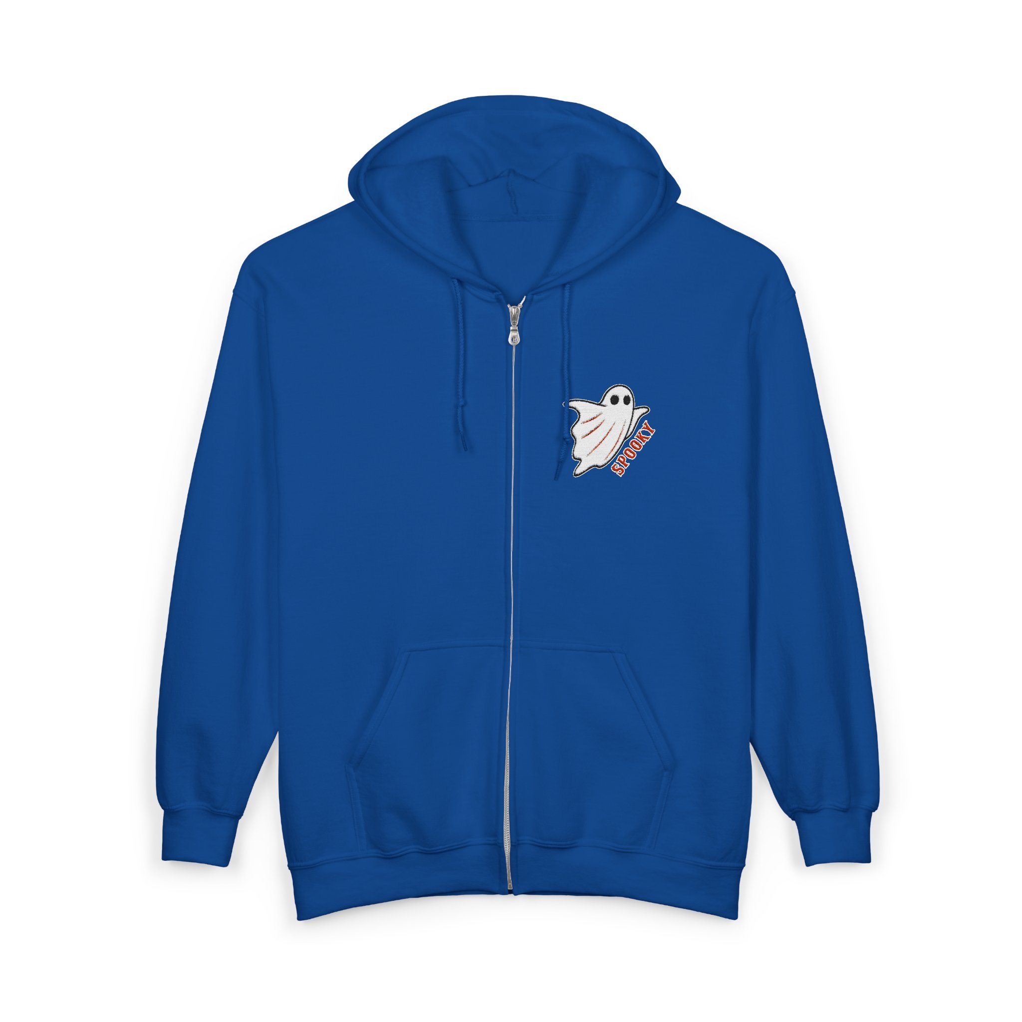 Embroidered Halloween Spooky Ghost Zip Up Hoodie