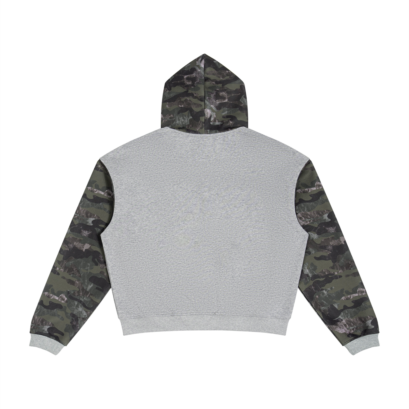 Skull & Roses Unisex Colorblock Camo Full Zip Boxy Hoodie