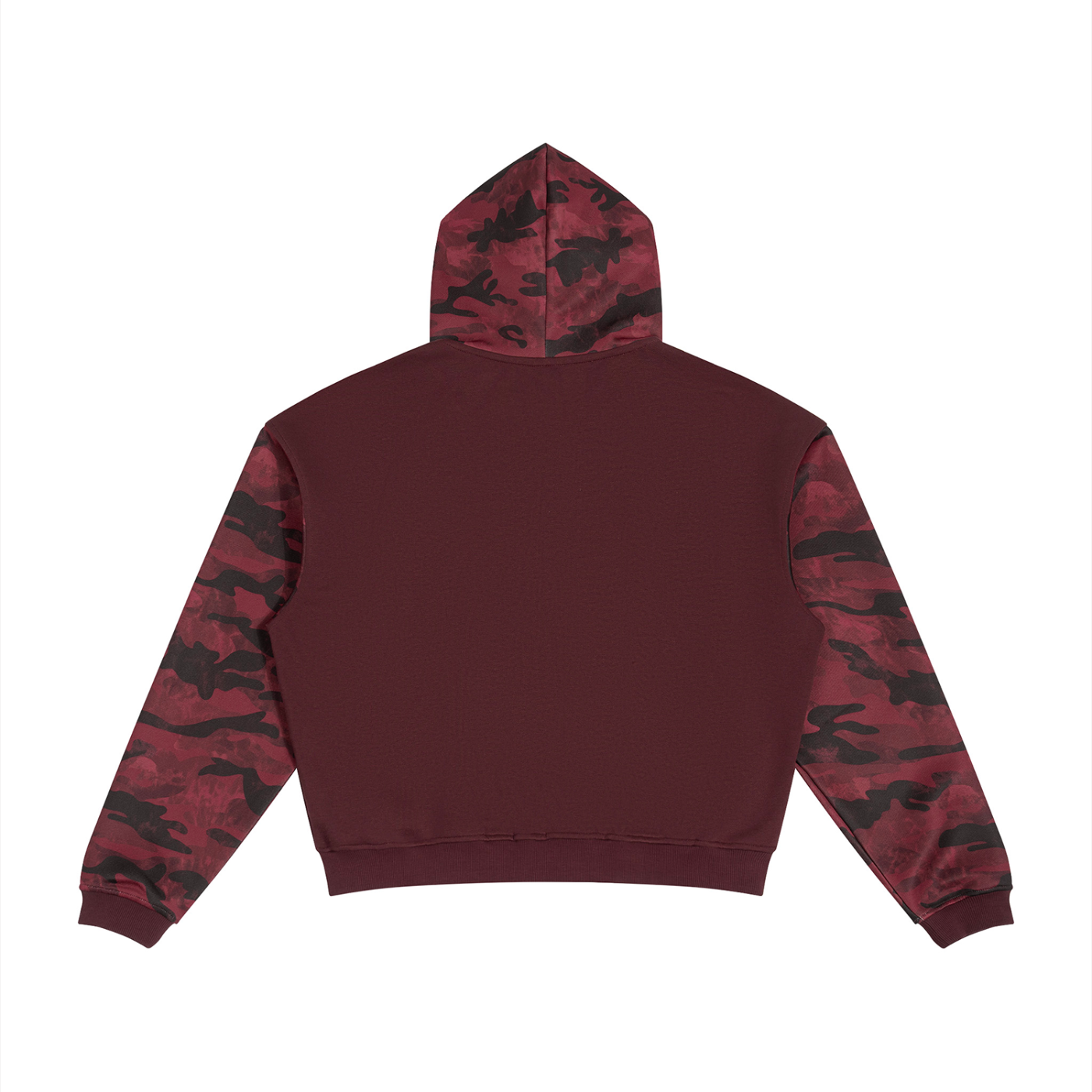 Skull & Roses Unisex Colorblock Camo Full Zip Boxy Hoodie