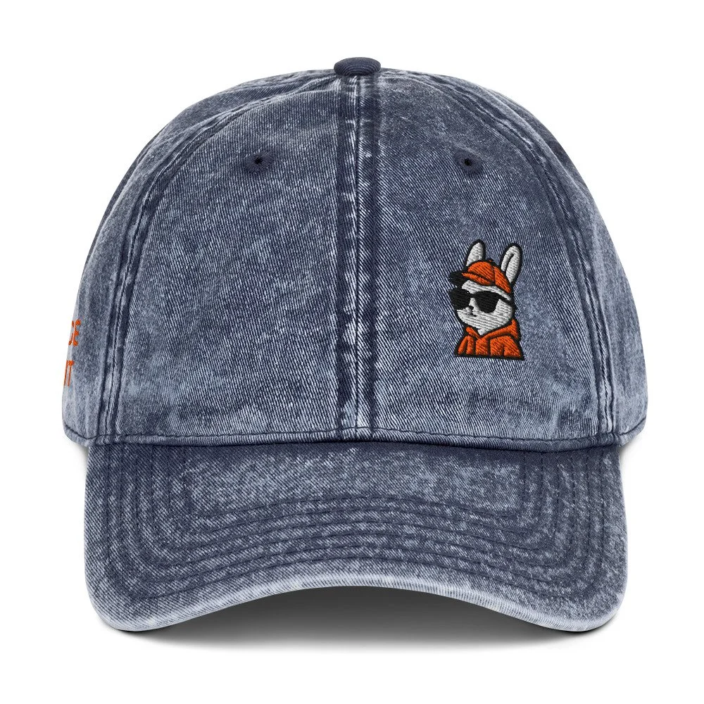 Embroidered Orange Rabbit Vintage Cotton Twill Cap