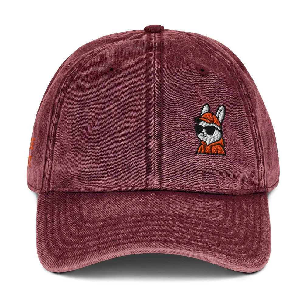 Embroidered Orange Rabbit Vintage Cotton Twill Cap