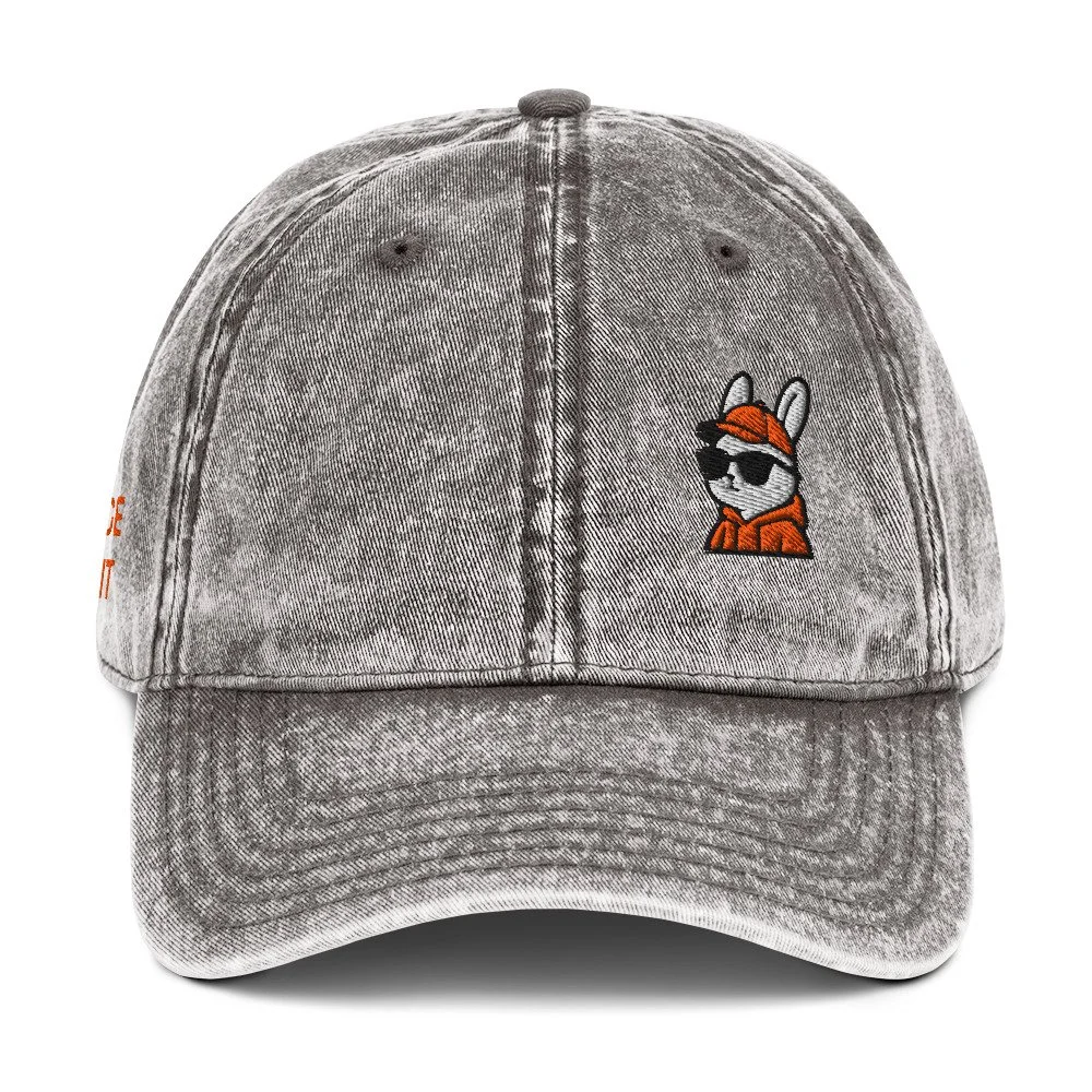 Embroidered Orange Rabbit Vintage Cotton Twill Cap