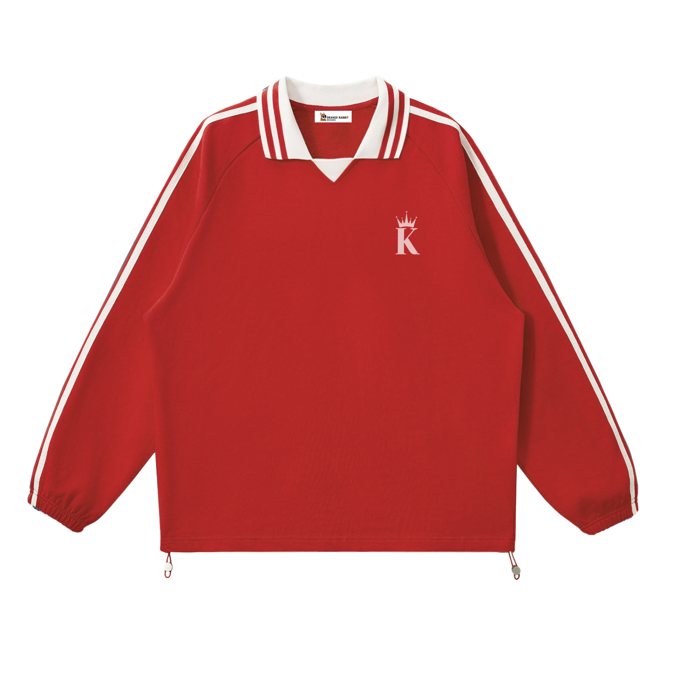 KING Contrast Striped Lapel Collar Sweatshirt