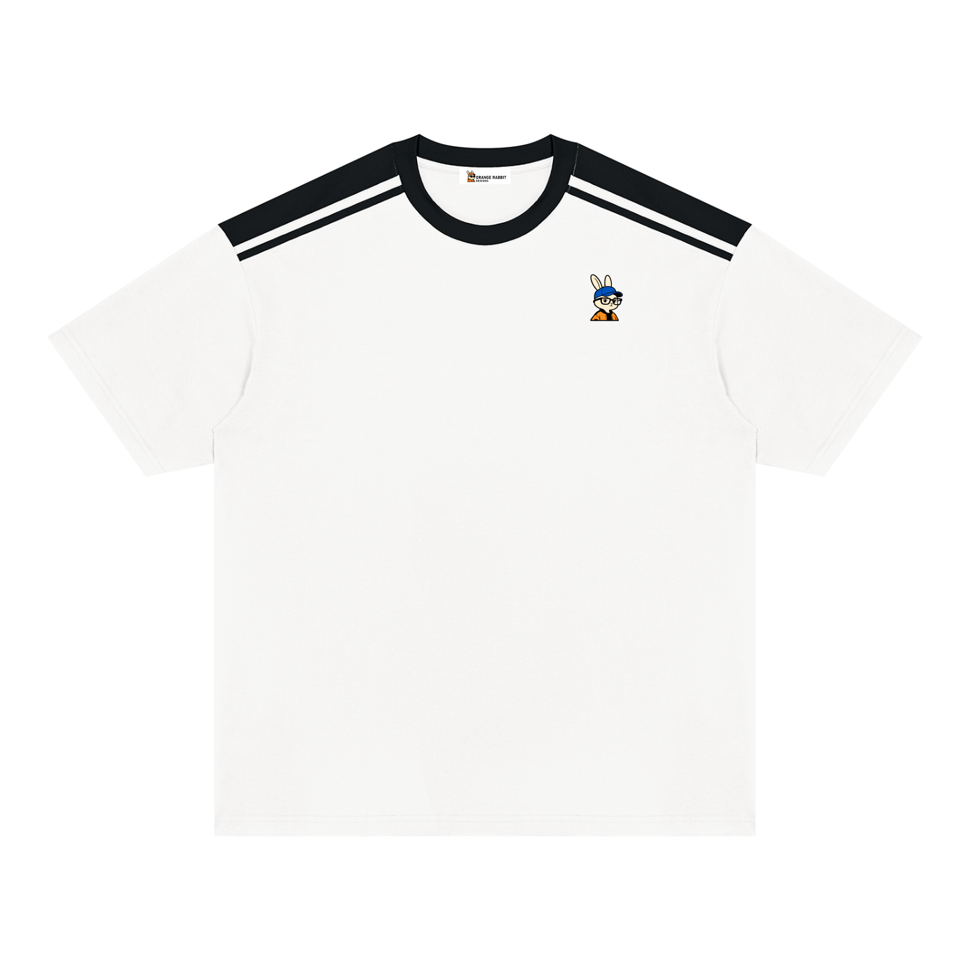 Orange Rabbit Unisex Color Block Loose T-Shirt