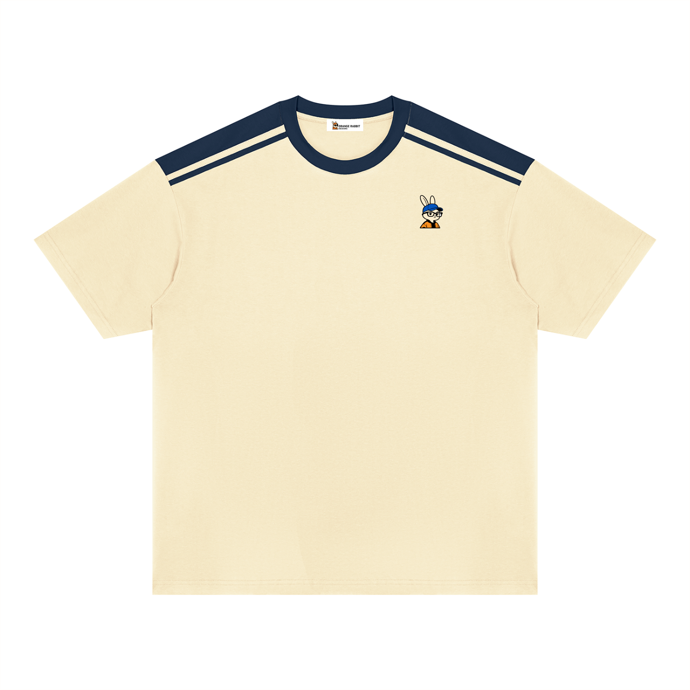 Orange Rabbit Unisex Color Block Loose T-Shirt
