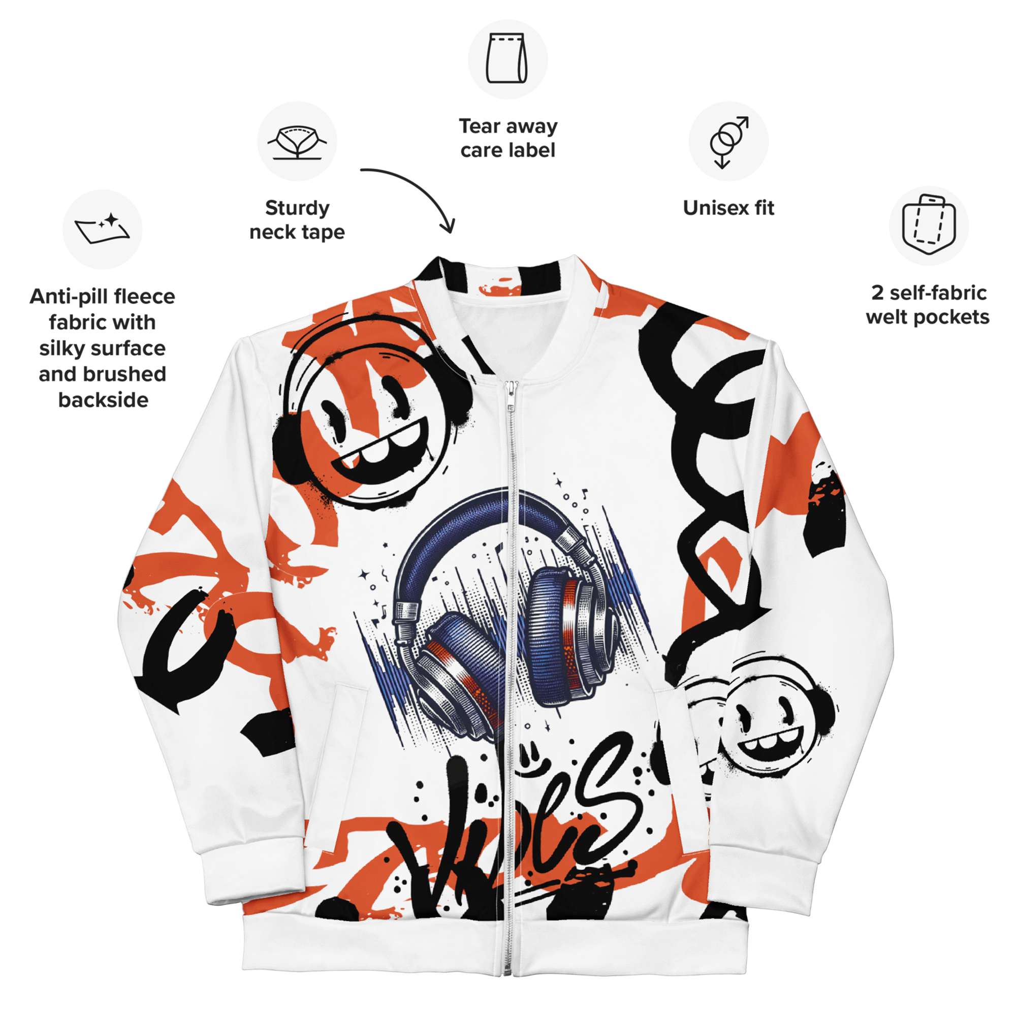 Graffiti Headphones Bomber Jacket 2.png