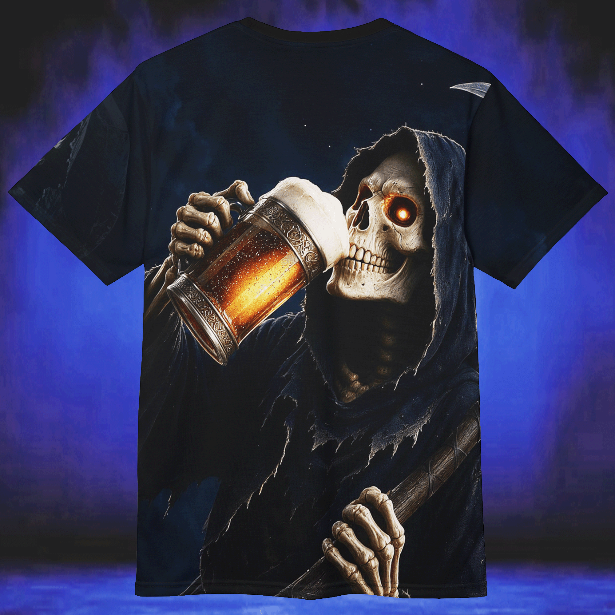 Grim Reaper Beer Graphic All-Over Print Tee