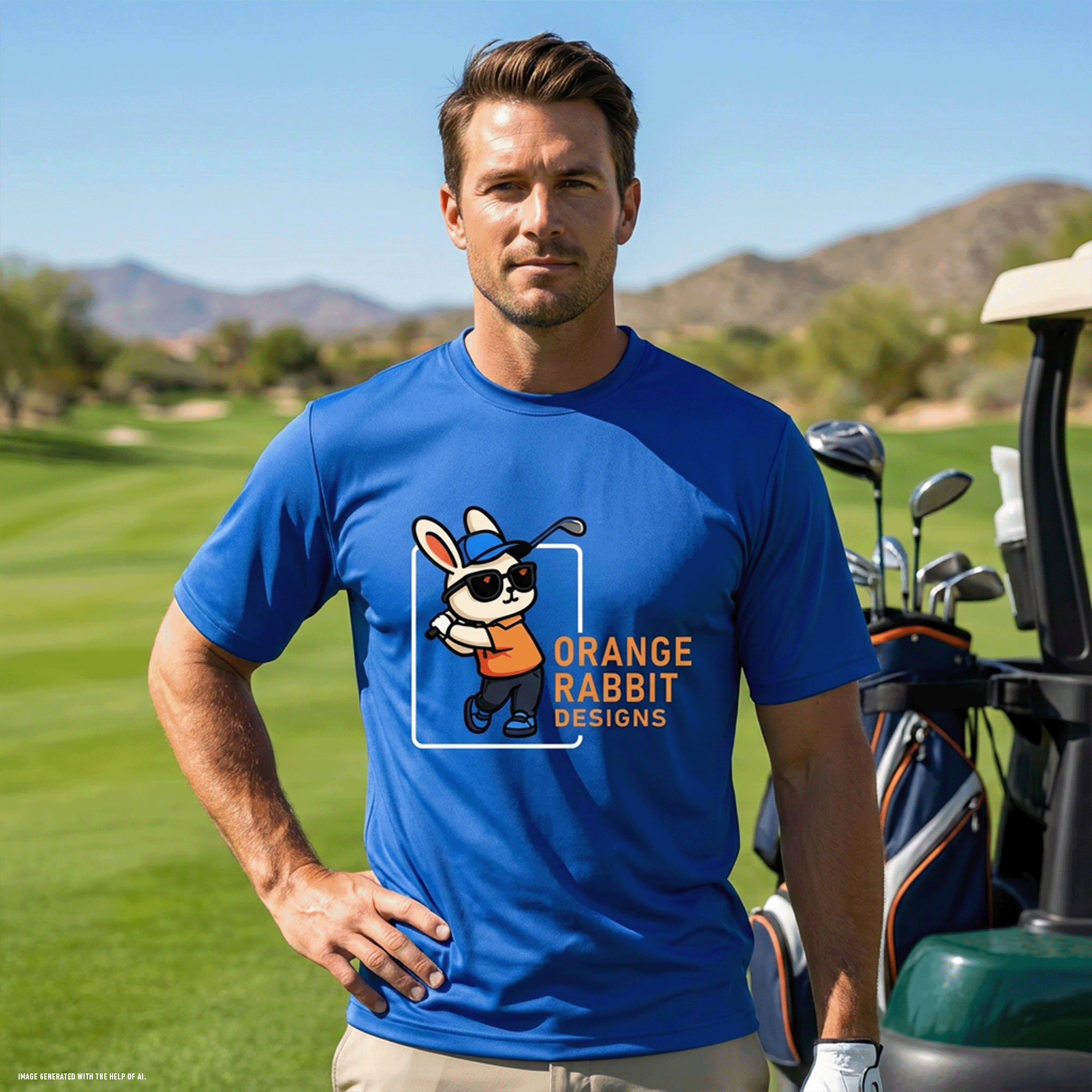 Orange Rabbit Golfer Men’s Cooling Performance Color Blocked Jersey