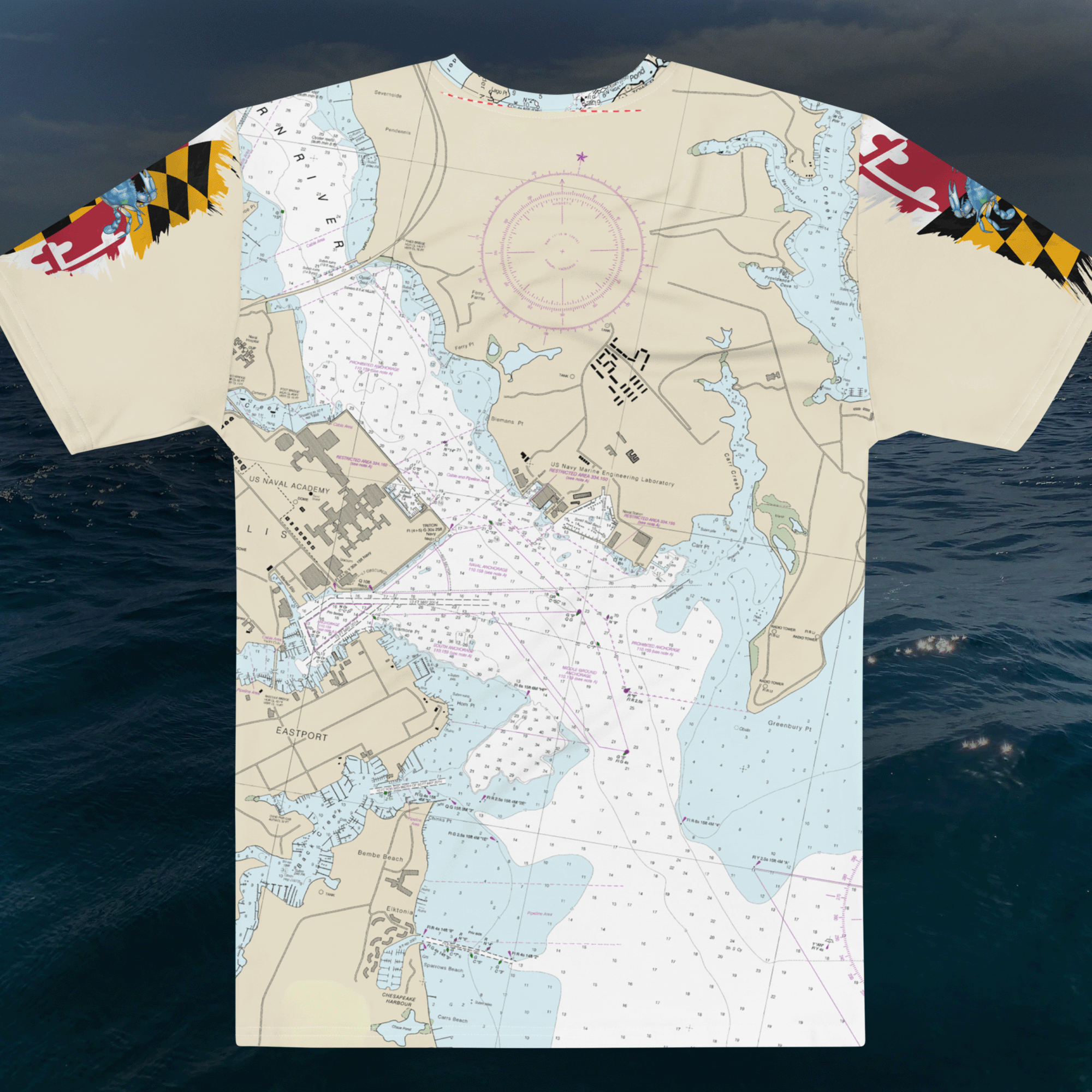 Chesapeake Bay Maryland Nautical Chart Men's T-shirt