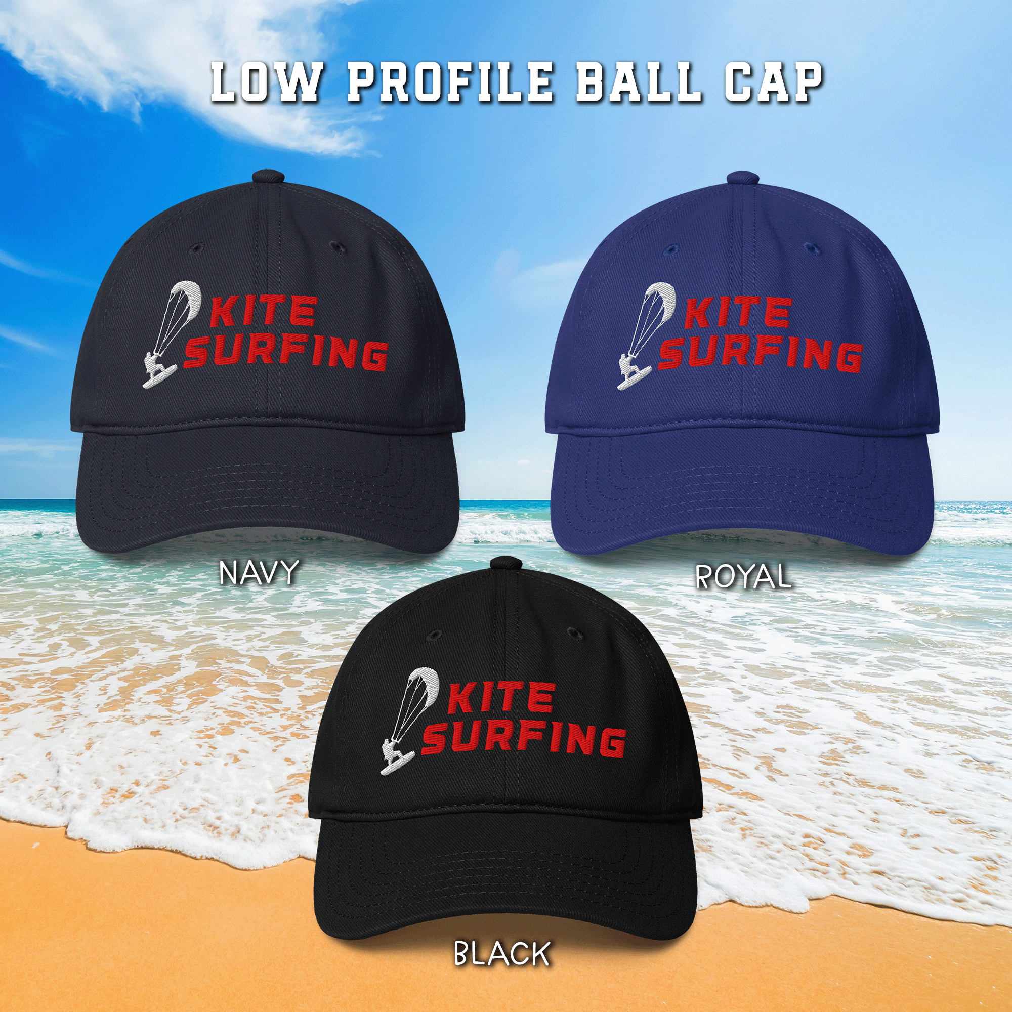 Embroidered Kitesurfing Low-profile Cap