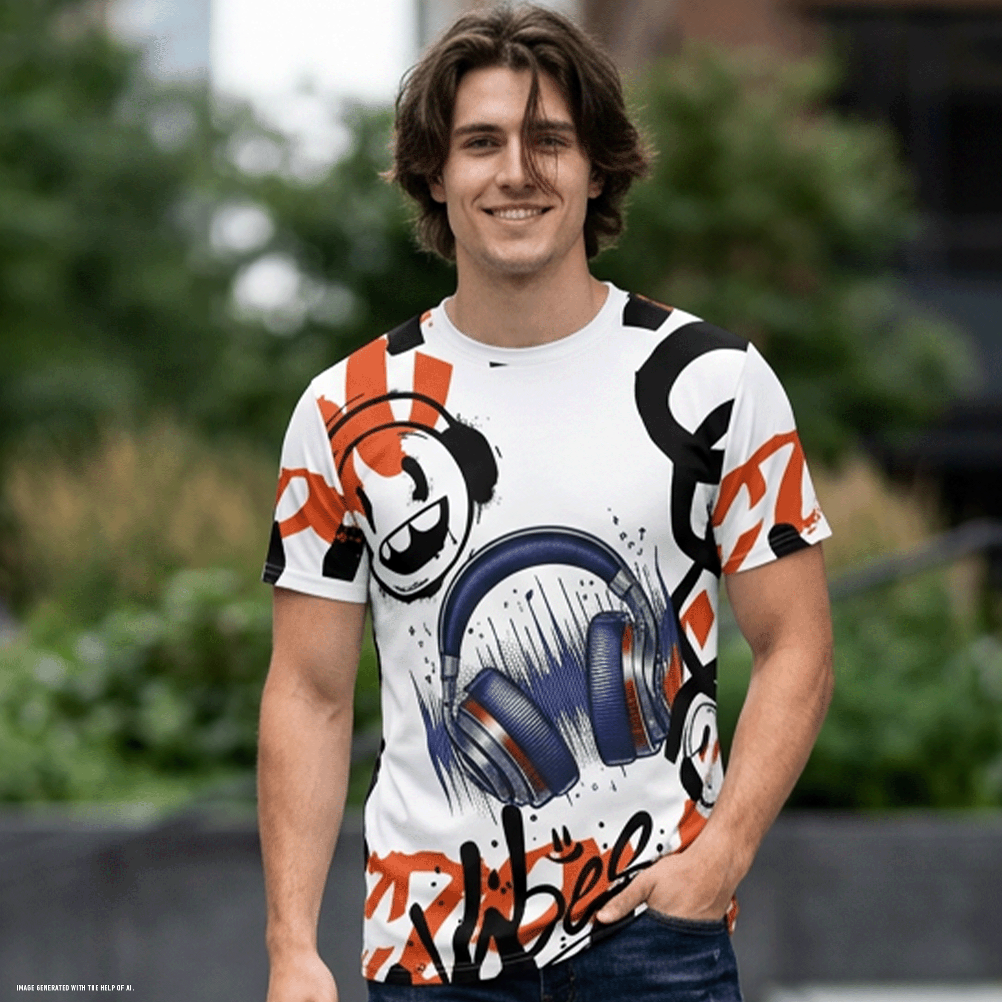 Good Vibes Headphones Graffiti Unisex Tee