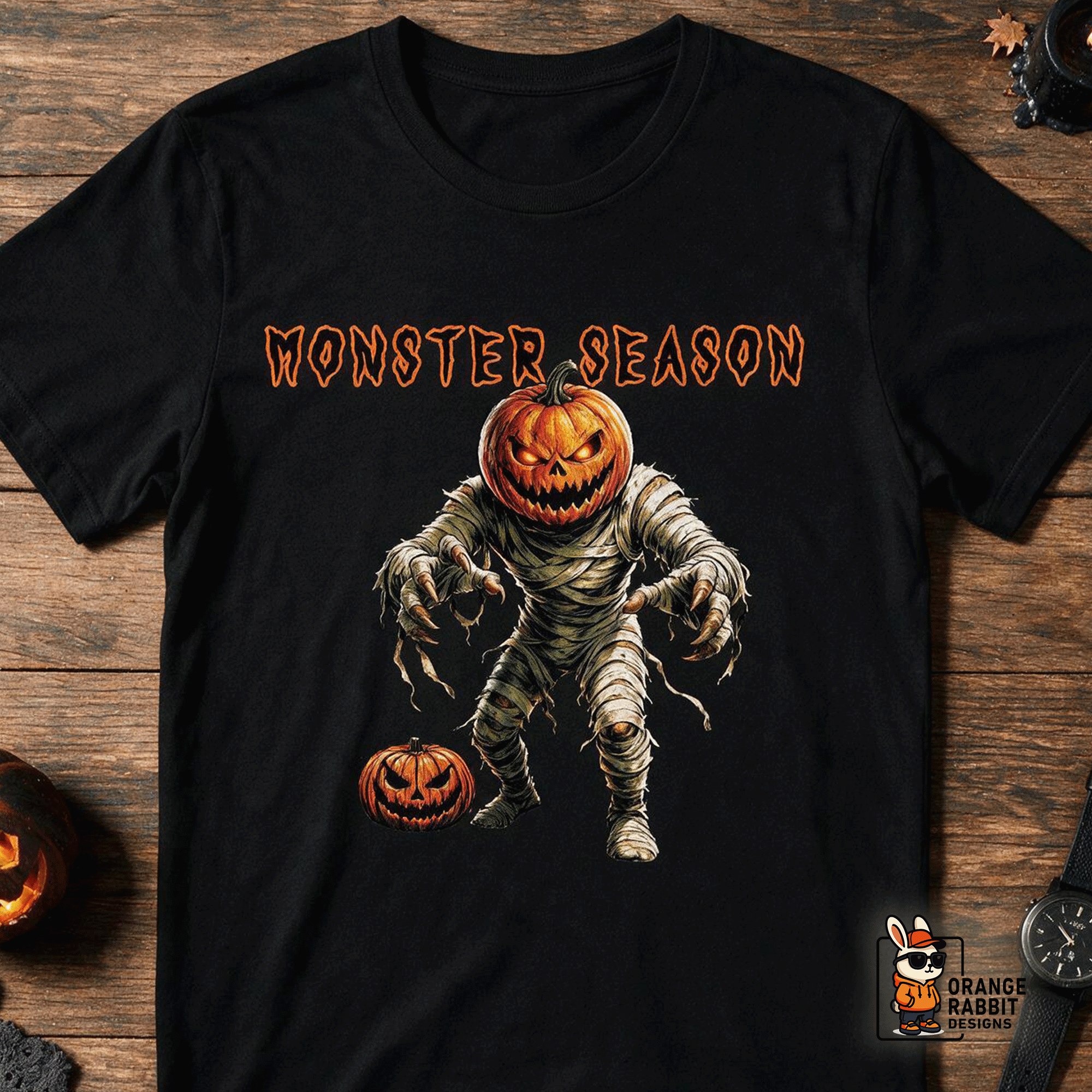 Pumpkin Head Mummy Monster Recycled Tee