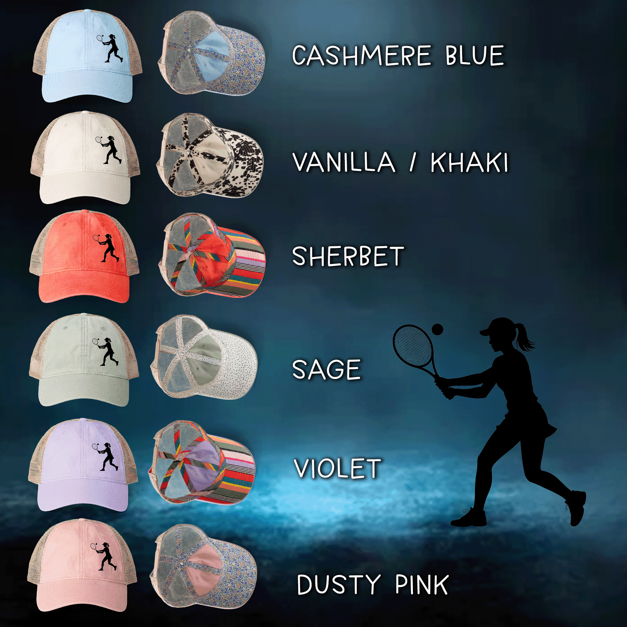 Women's Tennis Washed Mesh-Back TESS Cap