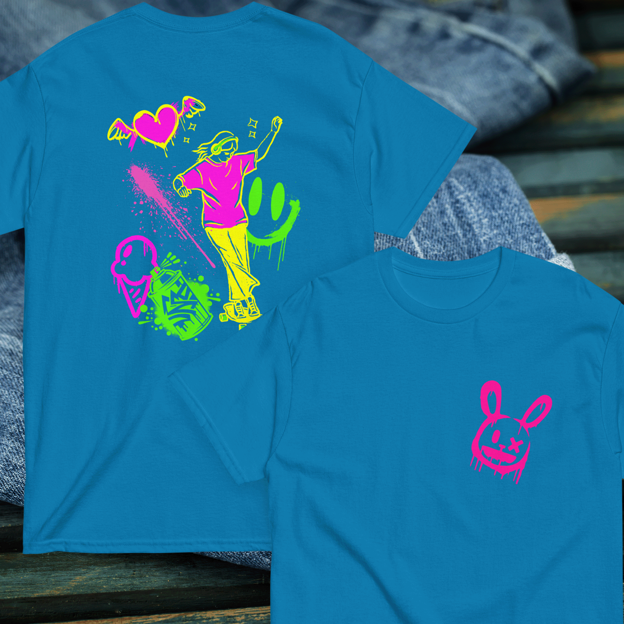 Graffiti Style Skateboarding Girl Graphic T-shirt