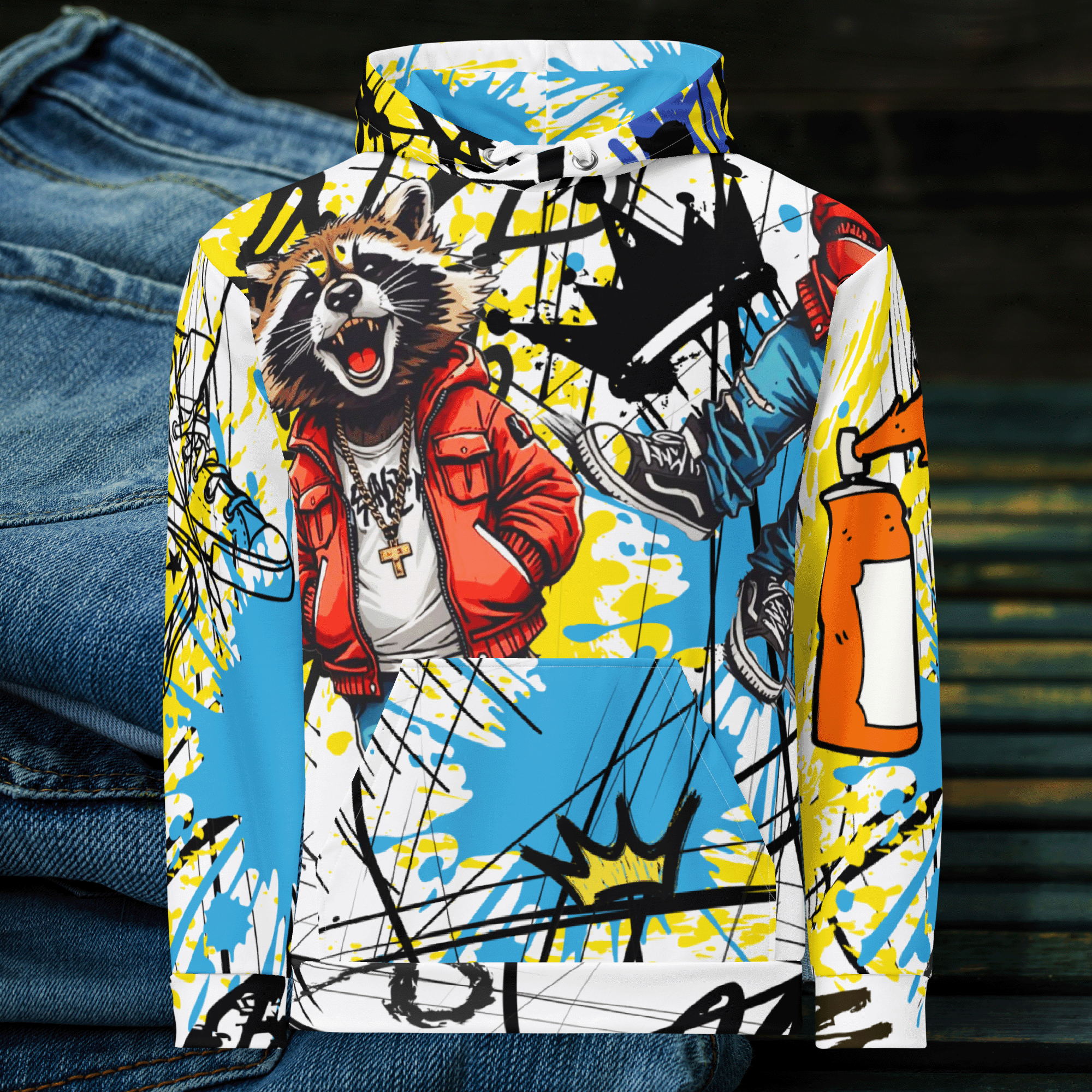 Graffiti Style Raccoon Streetwear Hoodie