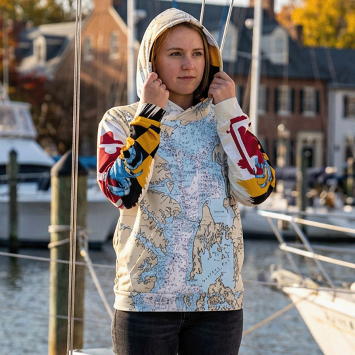 Chesapeake Bay Nautical Chart Hoodie