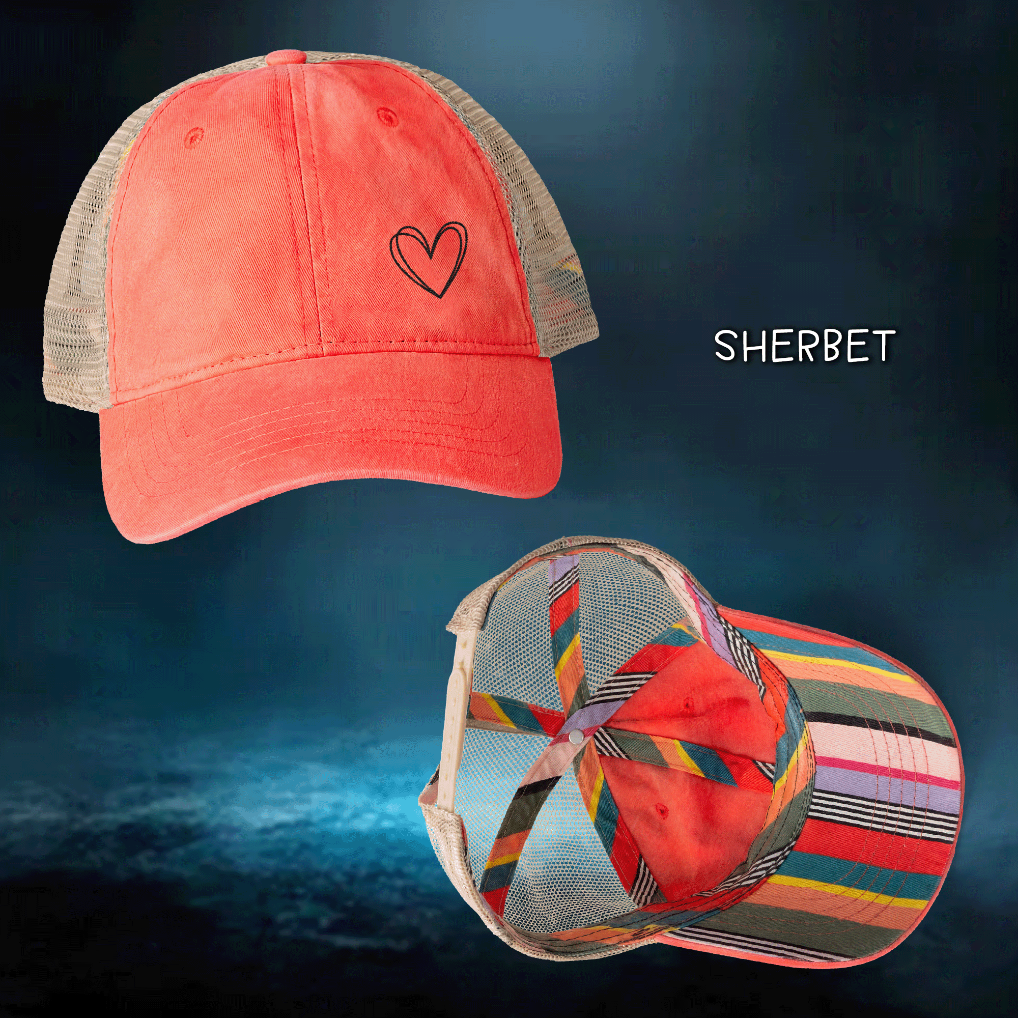 Embroidered Double Hearts Women's TESS Cap